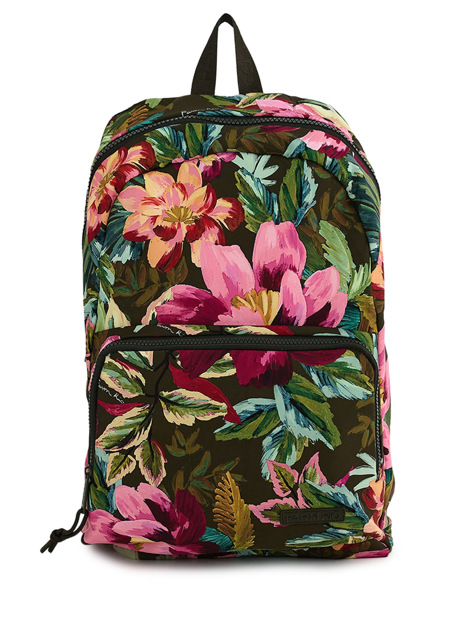 Mochila Feminina  Xodó Dupla Face Painted Flowers Verde Farm Etc