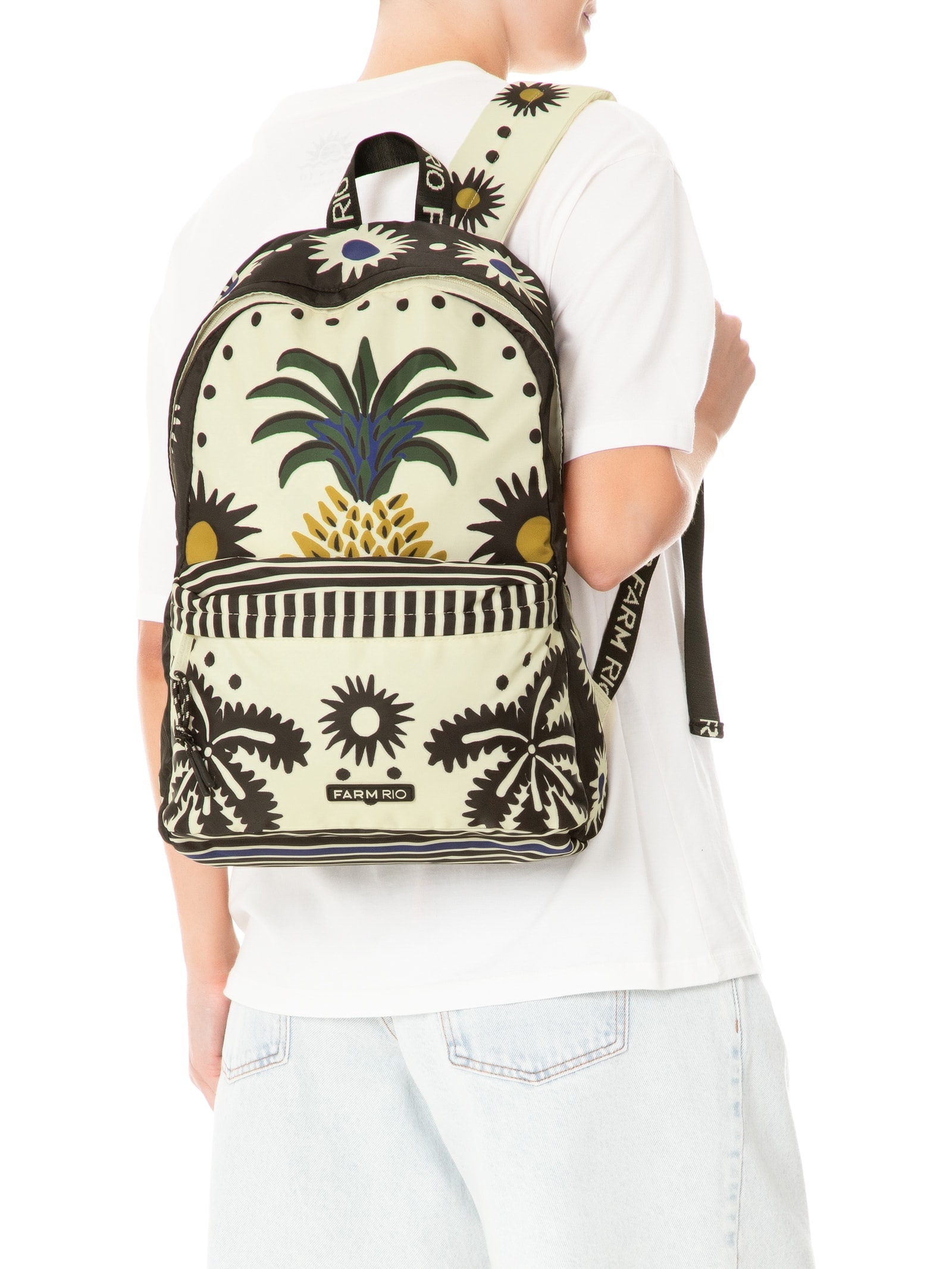 Mochila Feminina Xodó Jardim Tropical Branco Farm Etc