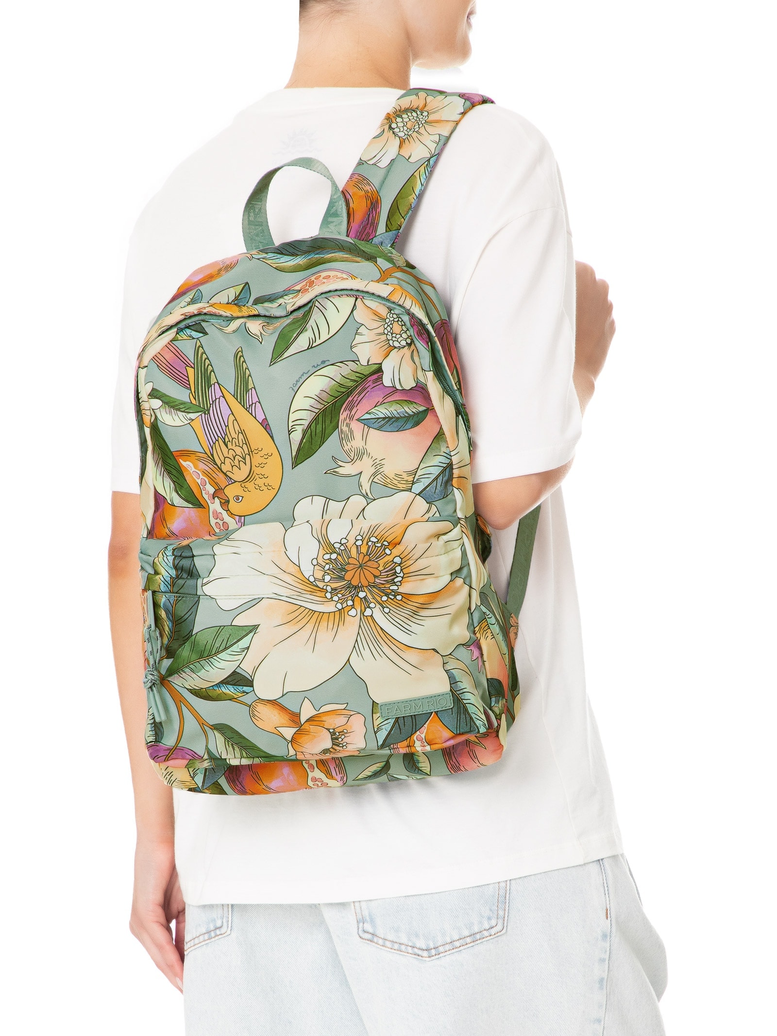 Mochila Feminina Xodó Romance Em Flor Azul Farm Etc