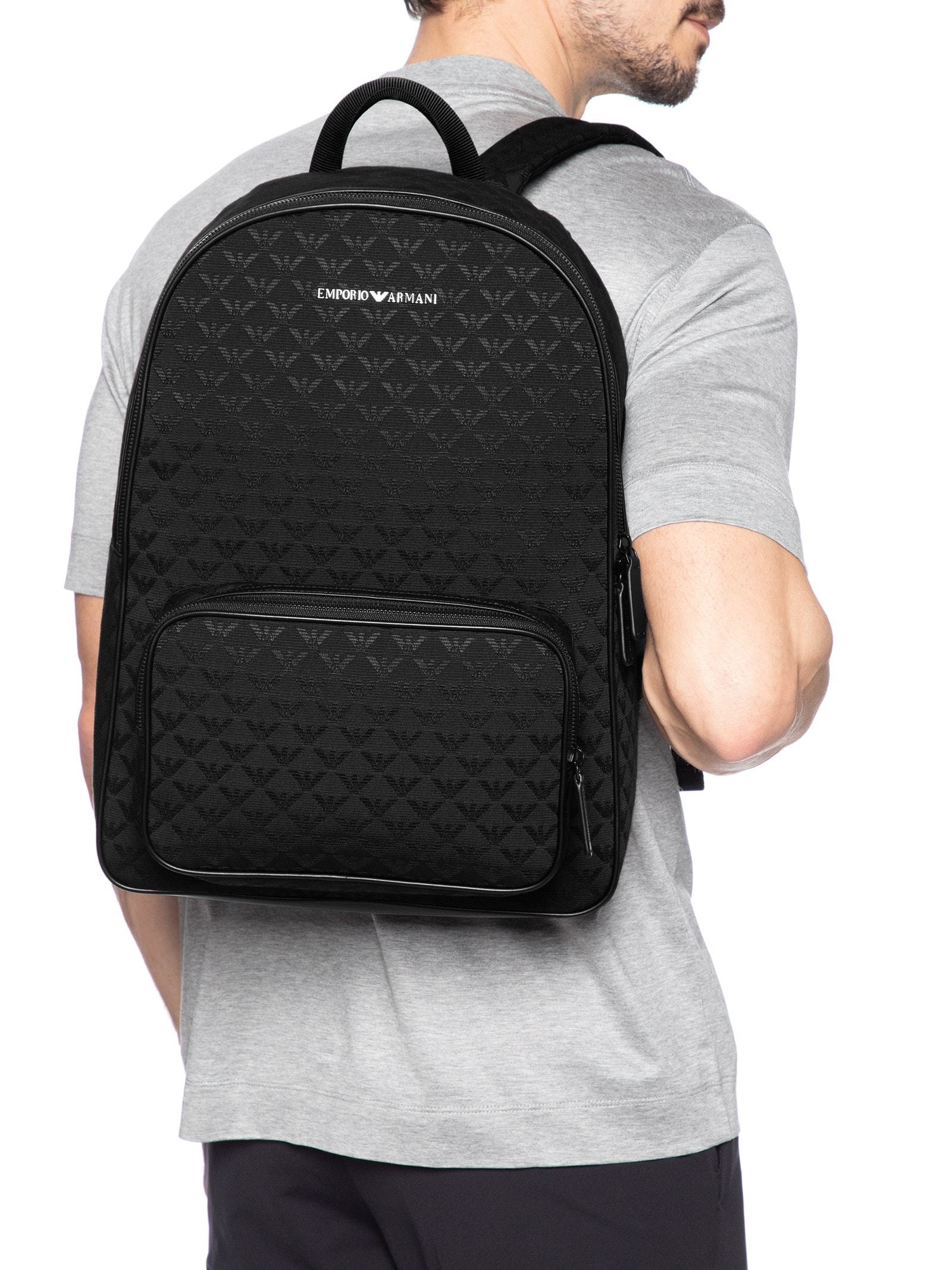 Mochila Masculina Gravada Logo Preto Emporio Armani
