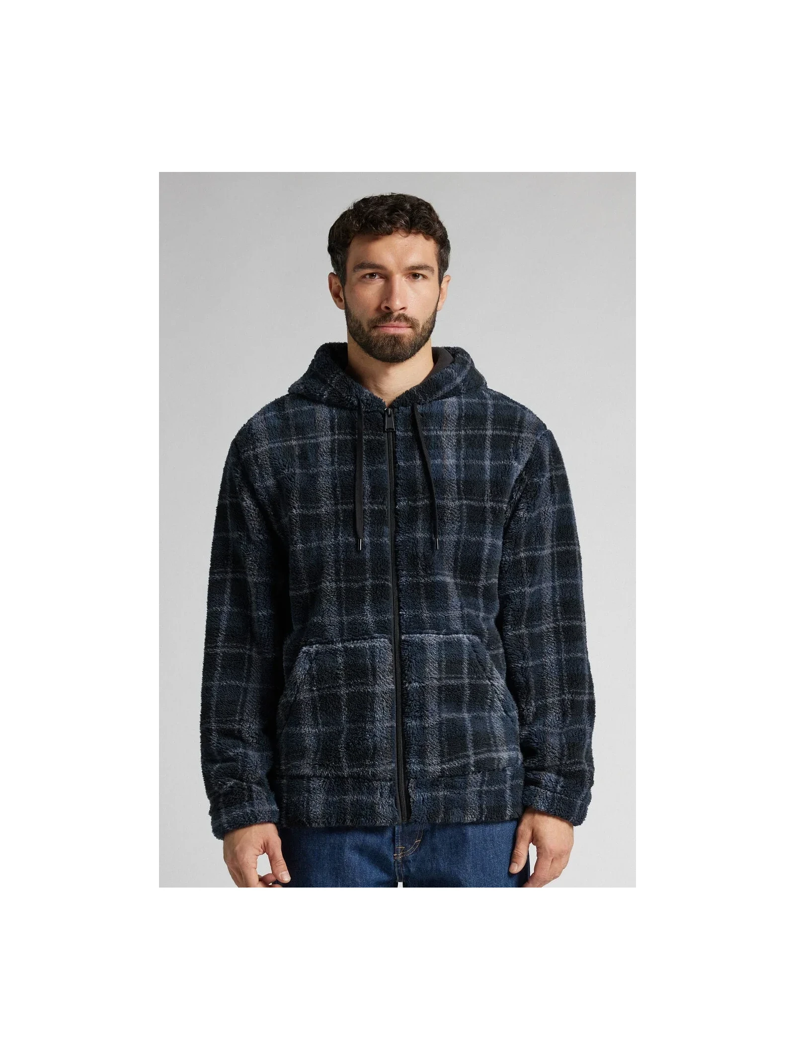 Moletom Com Efeito Soft Com Ziper e Capuz Azul Intimissimi