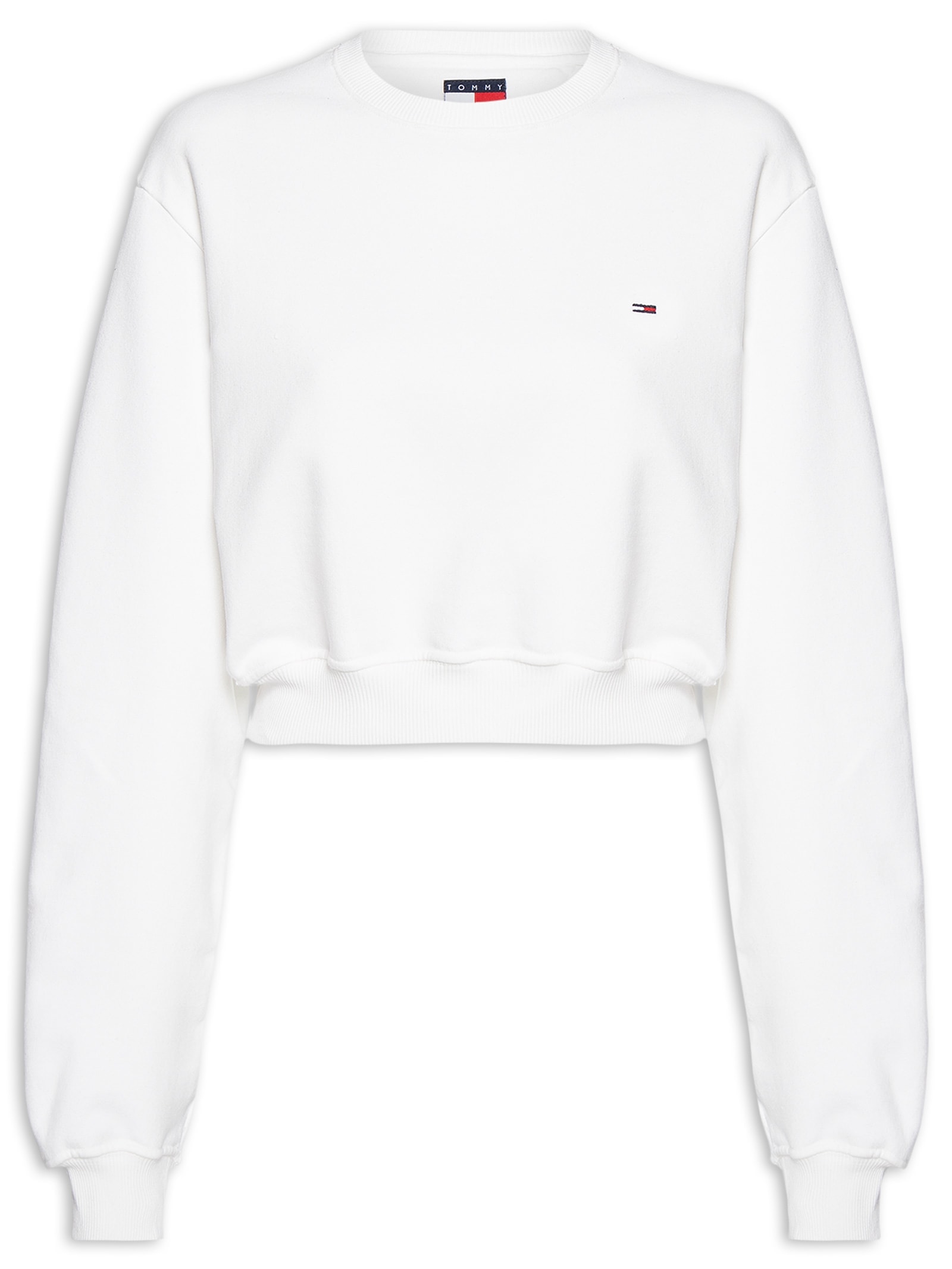Moletom Cropped Feminino S-Flag Crew – Off White Tommy Jeans
