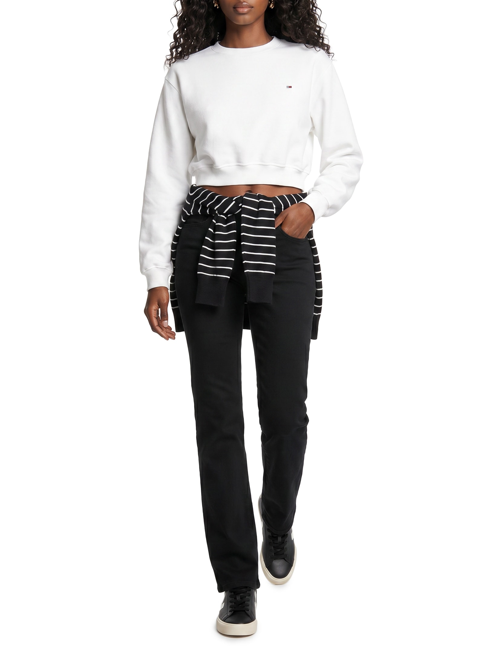 Moletom Cropped Feminino S-Flag Crew – Off White Tommy Jeans