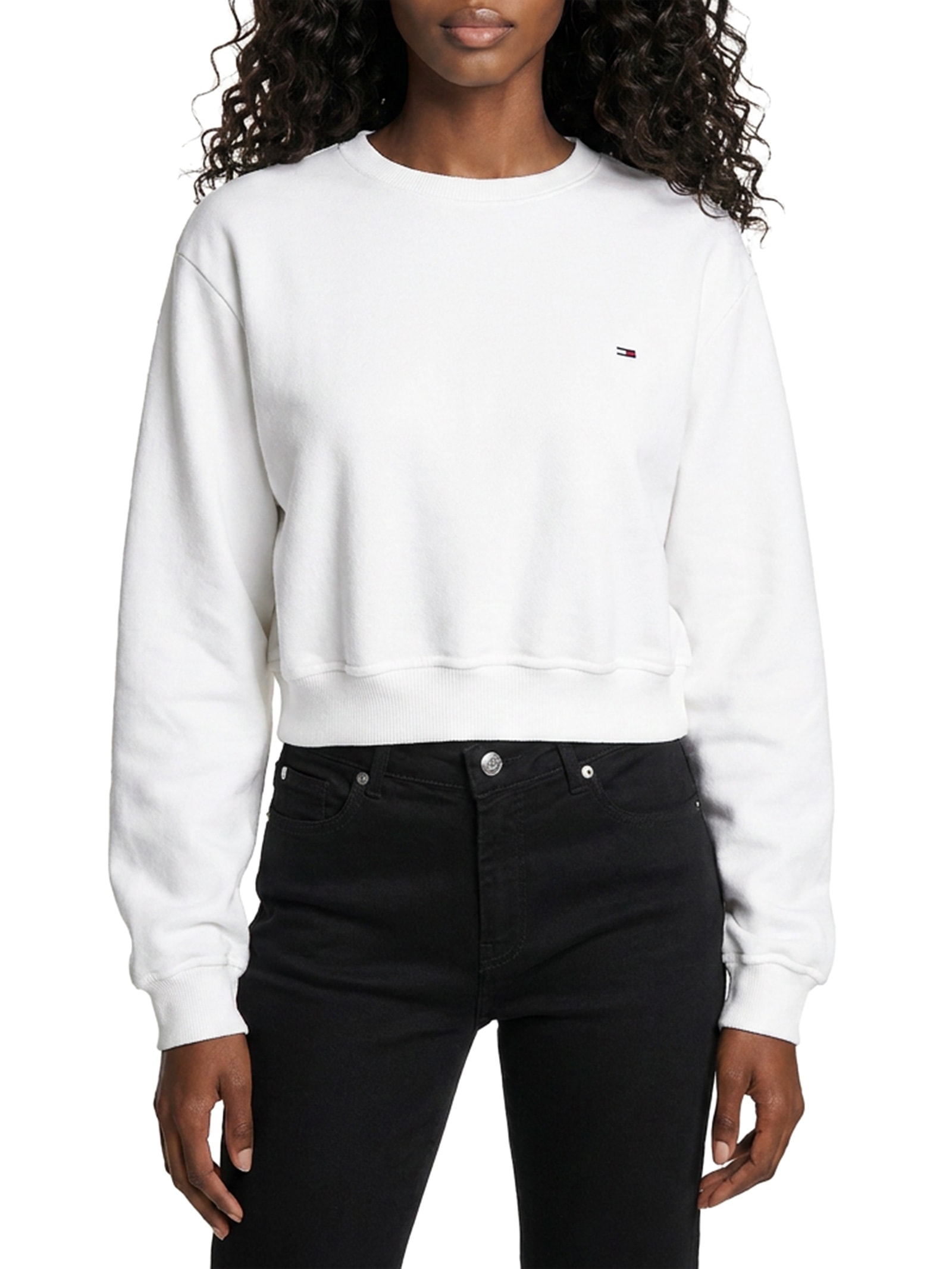 Moletom Cropped Feminino S-Flag Crew – Off White Tommy Jeans