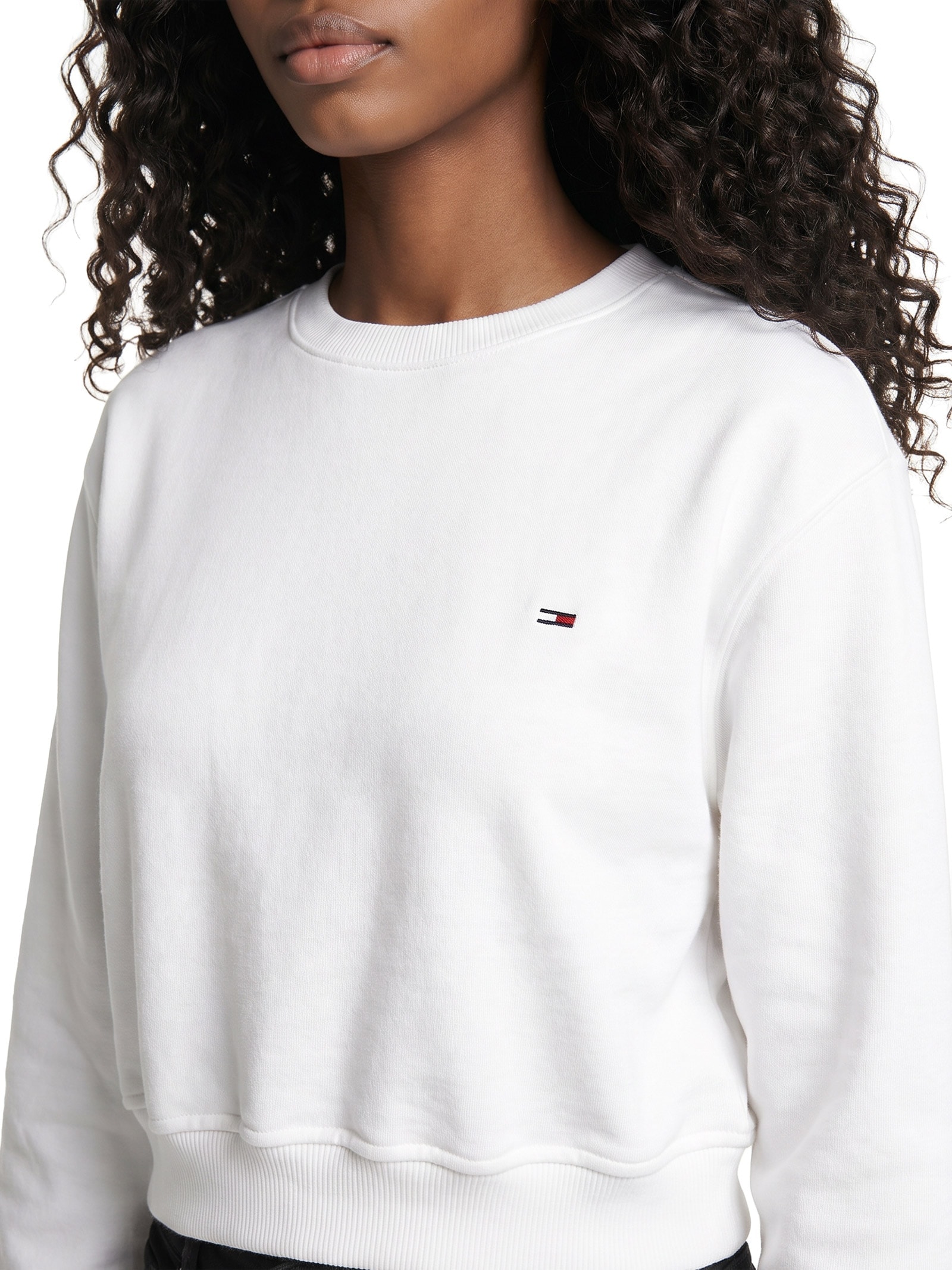 Moletom Cropped Feminino S-Flag Crew – Off White Tommy Jeans