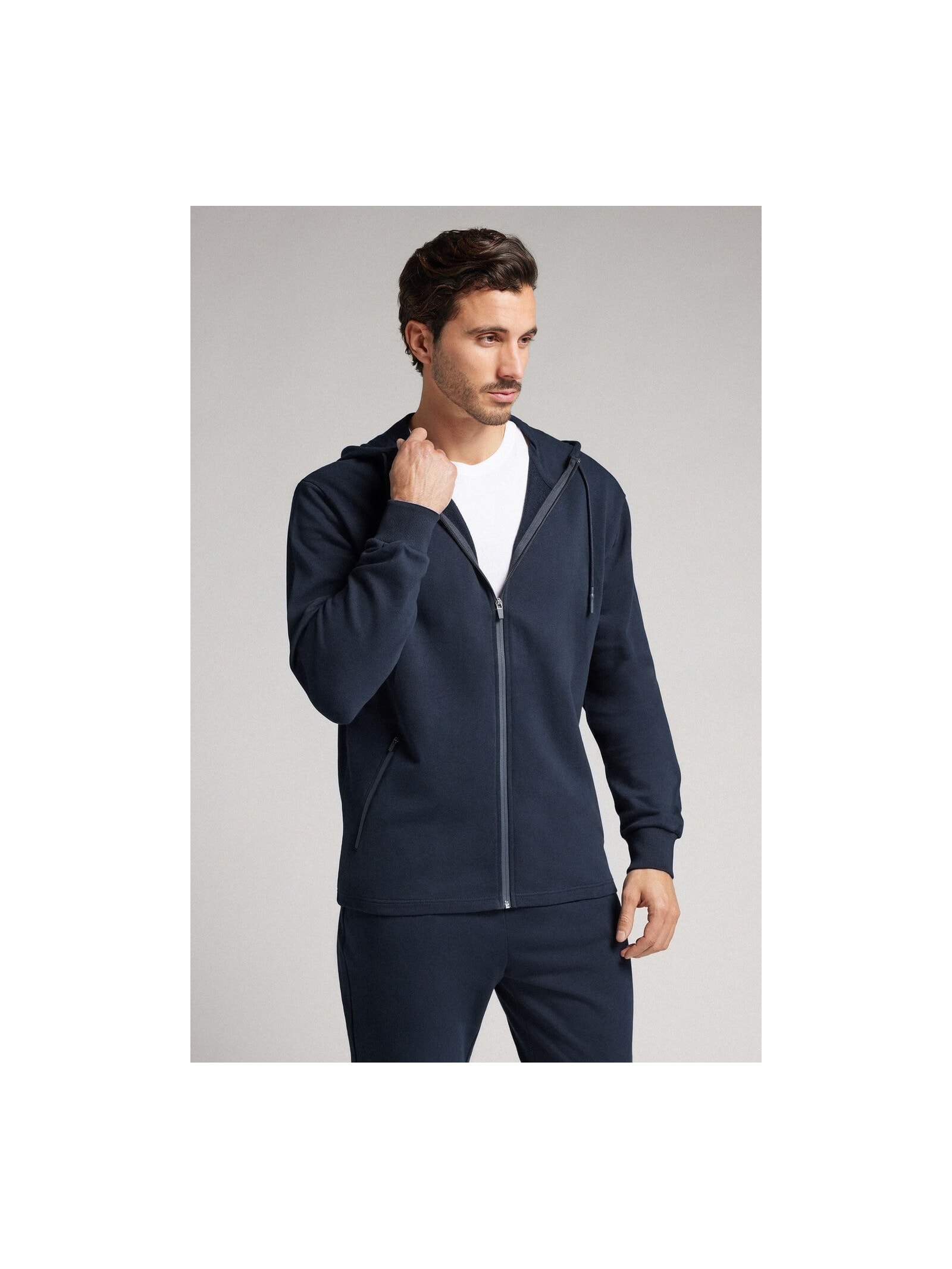 Moletom Em Algodão Com Zíper Azul Intimissimi