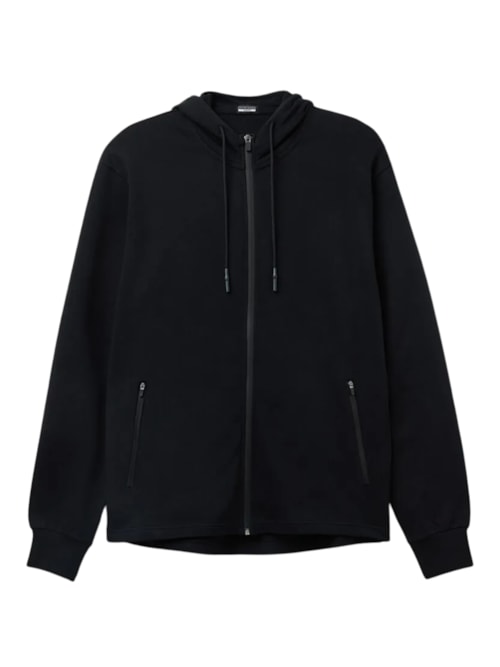 Moletom Em Algodão Com Zíper – Preto