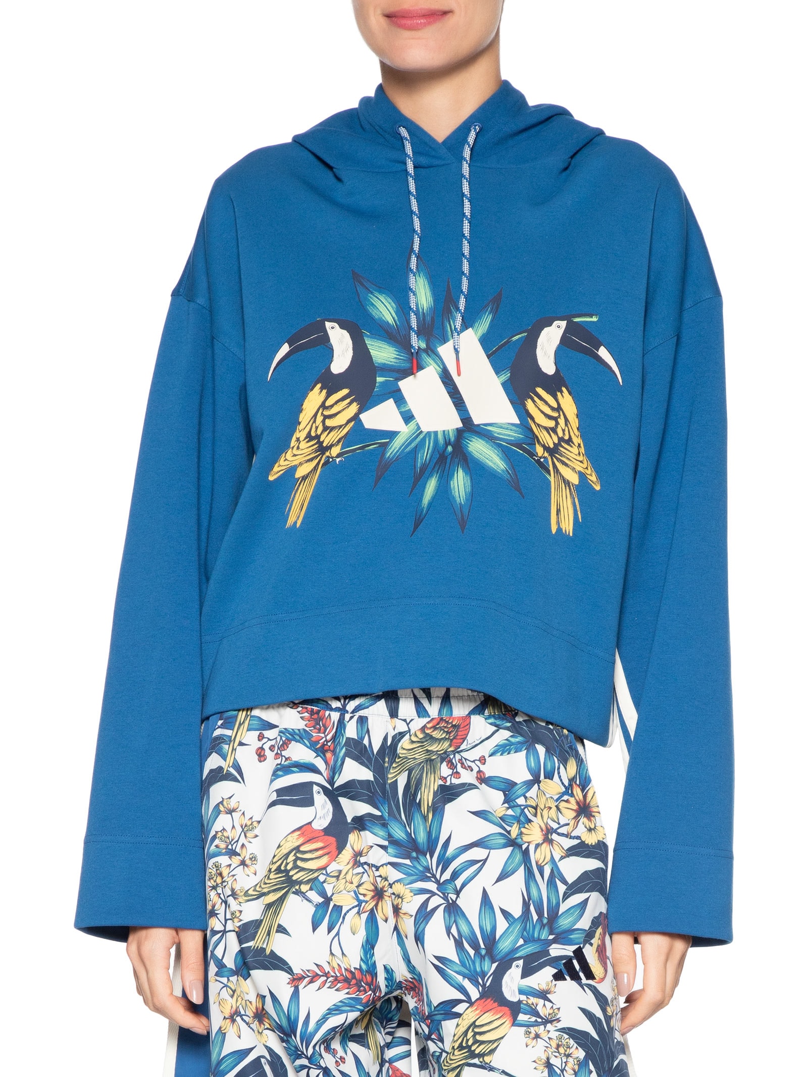 Moletom Feminino Azul Adidas + Farm