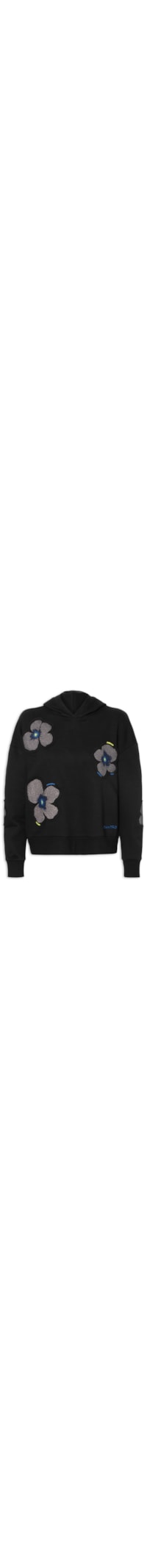 Moletom Feminino Bordado Floral Yaya - Preto