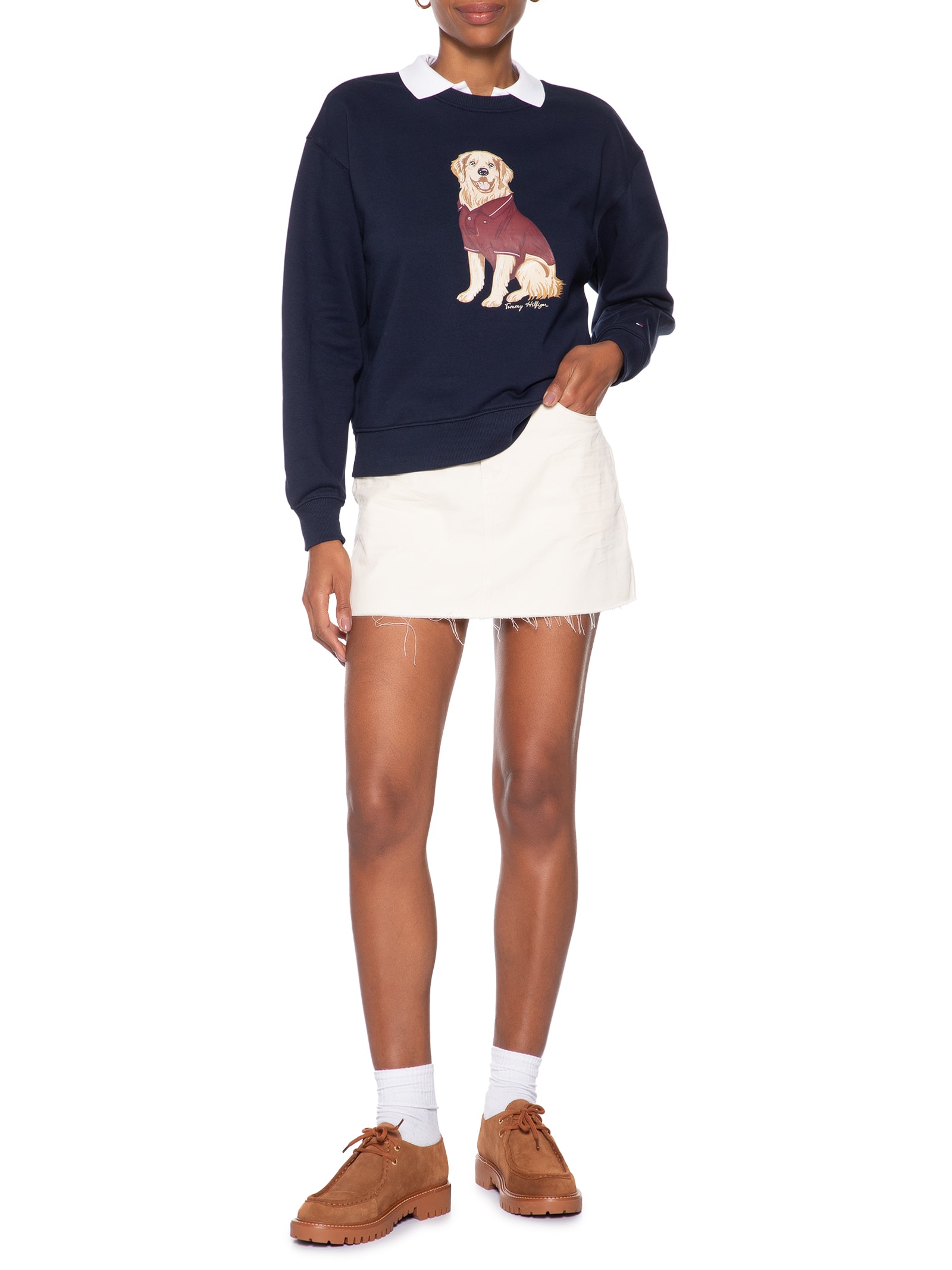 Moletom Feminino Careca Dog C-NK Swtshirt Azul Tommy Hilfiger