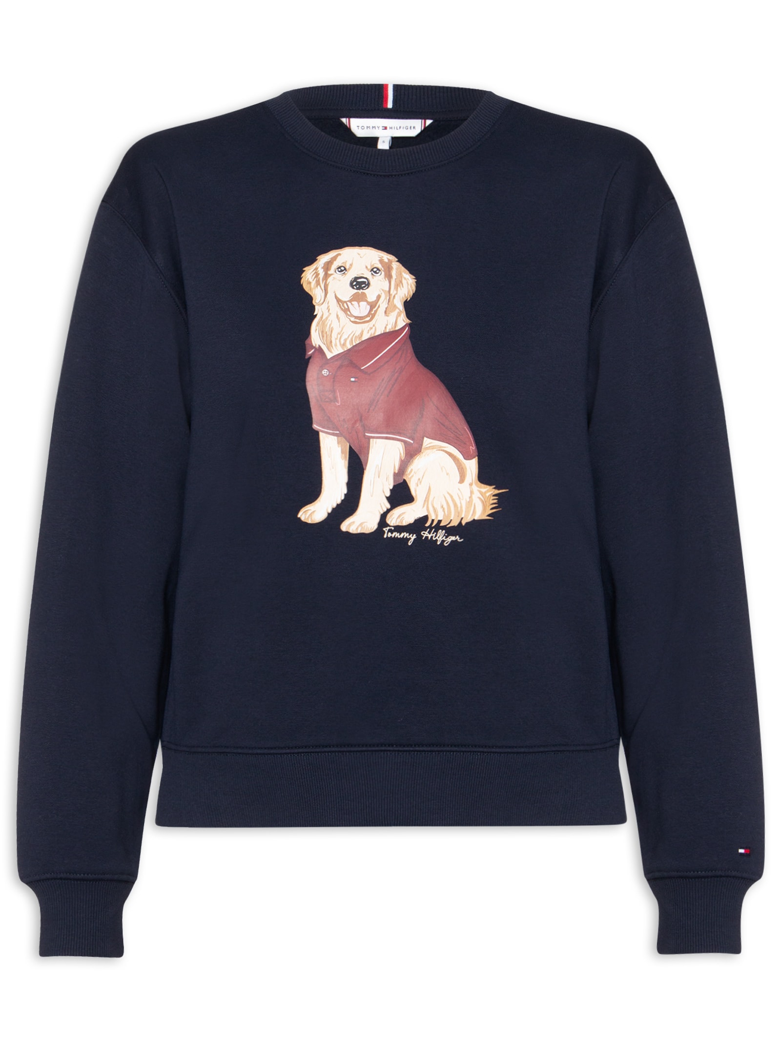 Moletom Feminino Careca Dog C-NK Swtshirt Azul Tommy Hilfiger