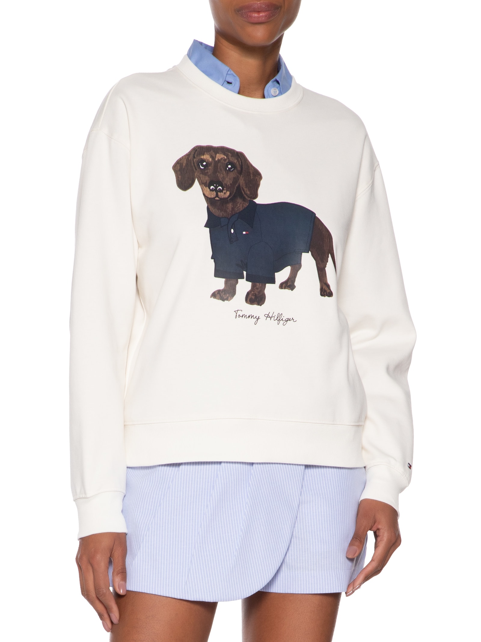 Moletom Feminino Careca Dog C-NK Swtshirt Branco Tommy Hilfiger