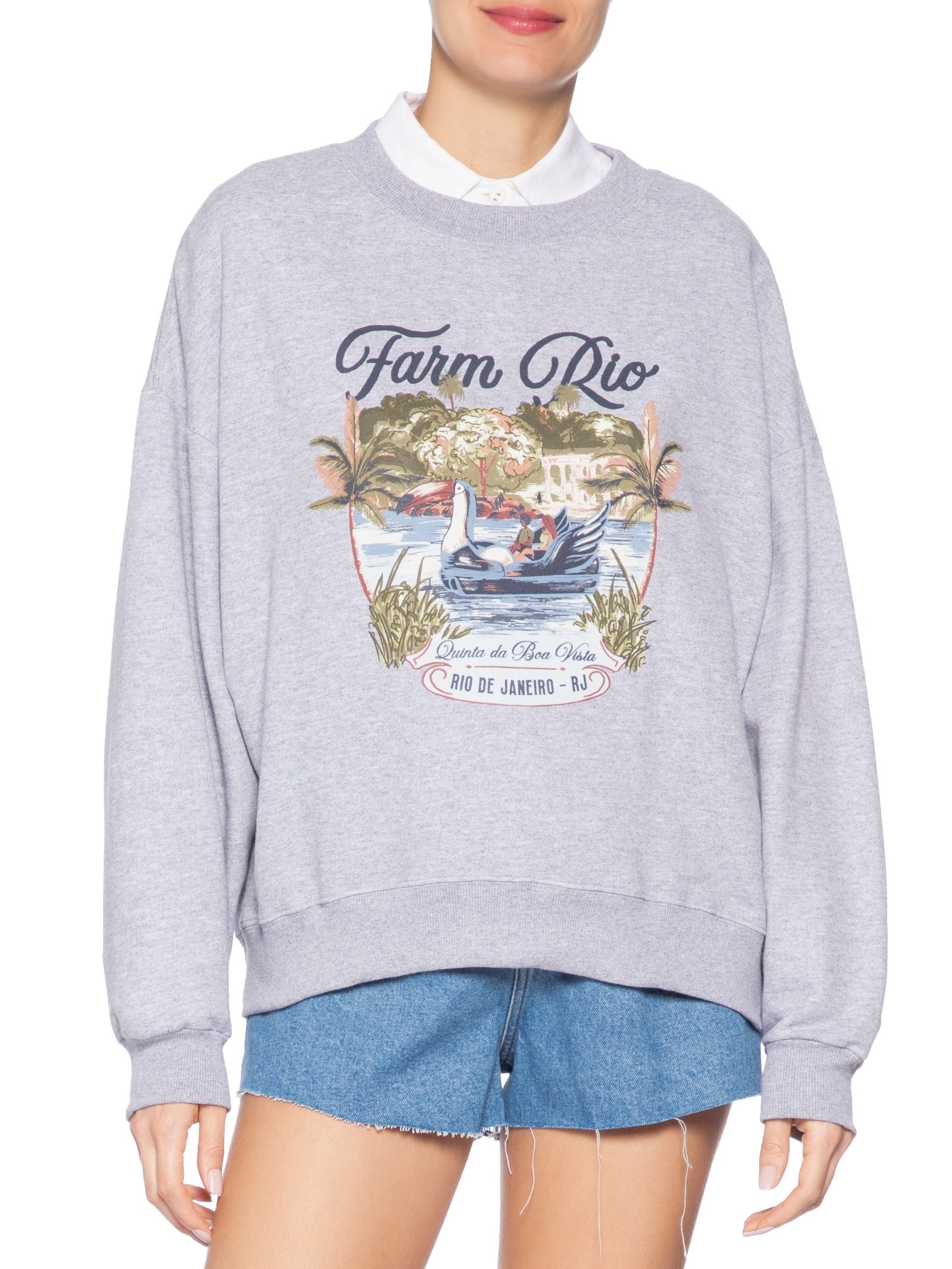 Moletom Feminino Mescla Pedal Cinza Farm