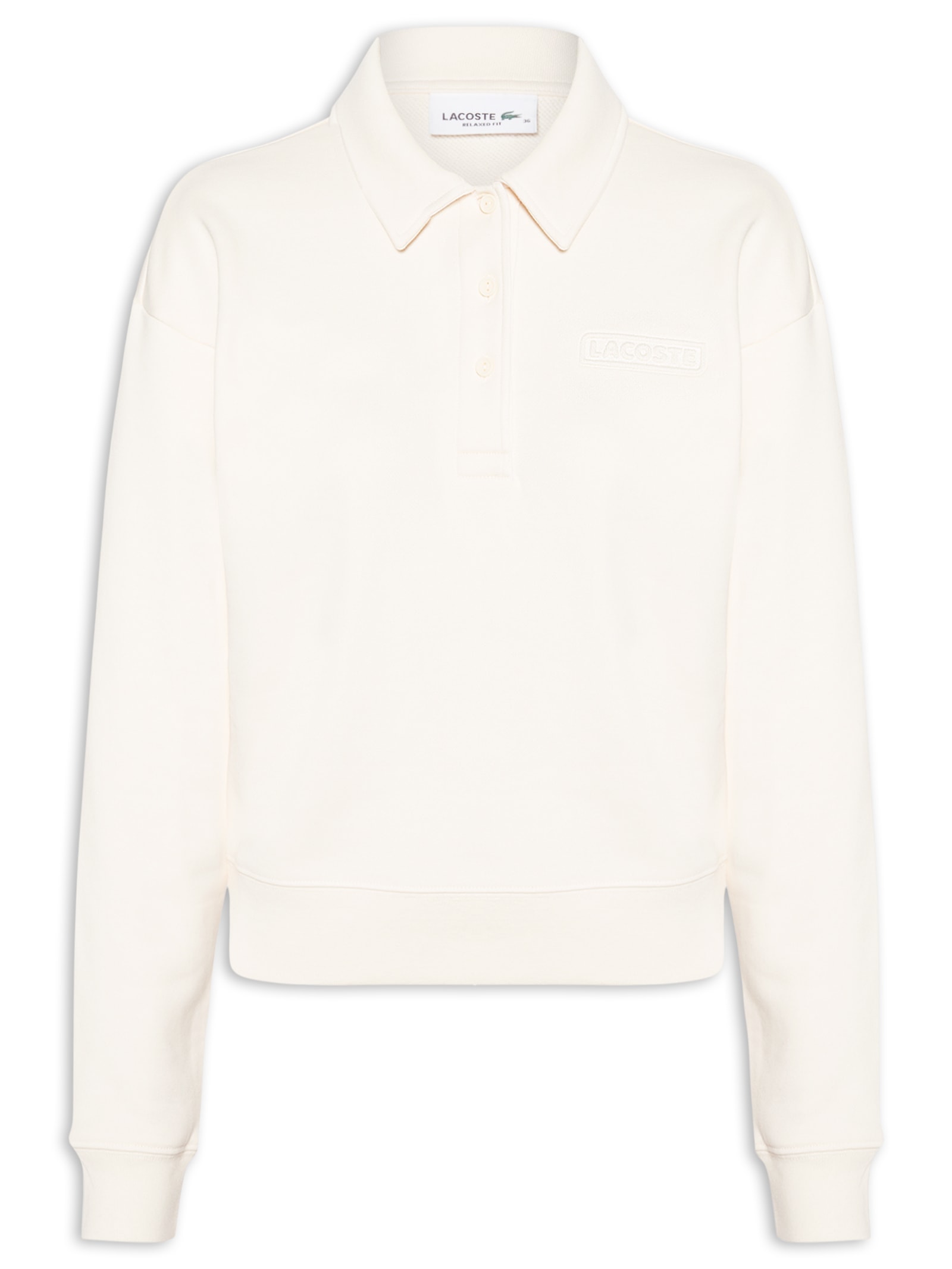 Moletom Feminino Polo Embossed Off White Lacoste