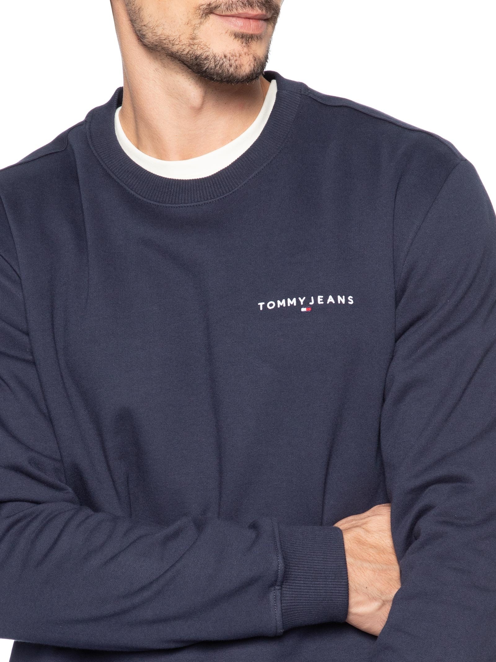 Moletom Masculino Básico Regular Fit Logo TJ Linear – Azul Tommy Jeans