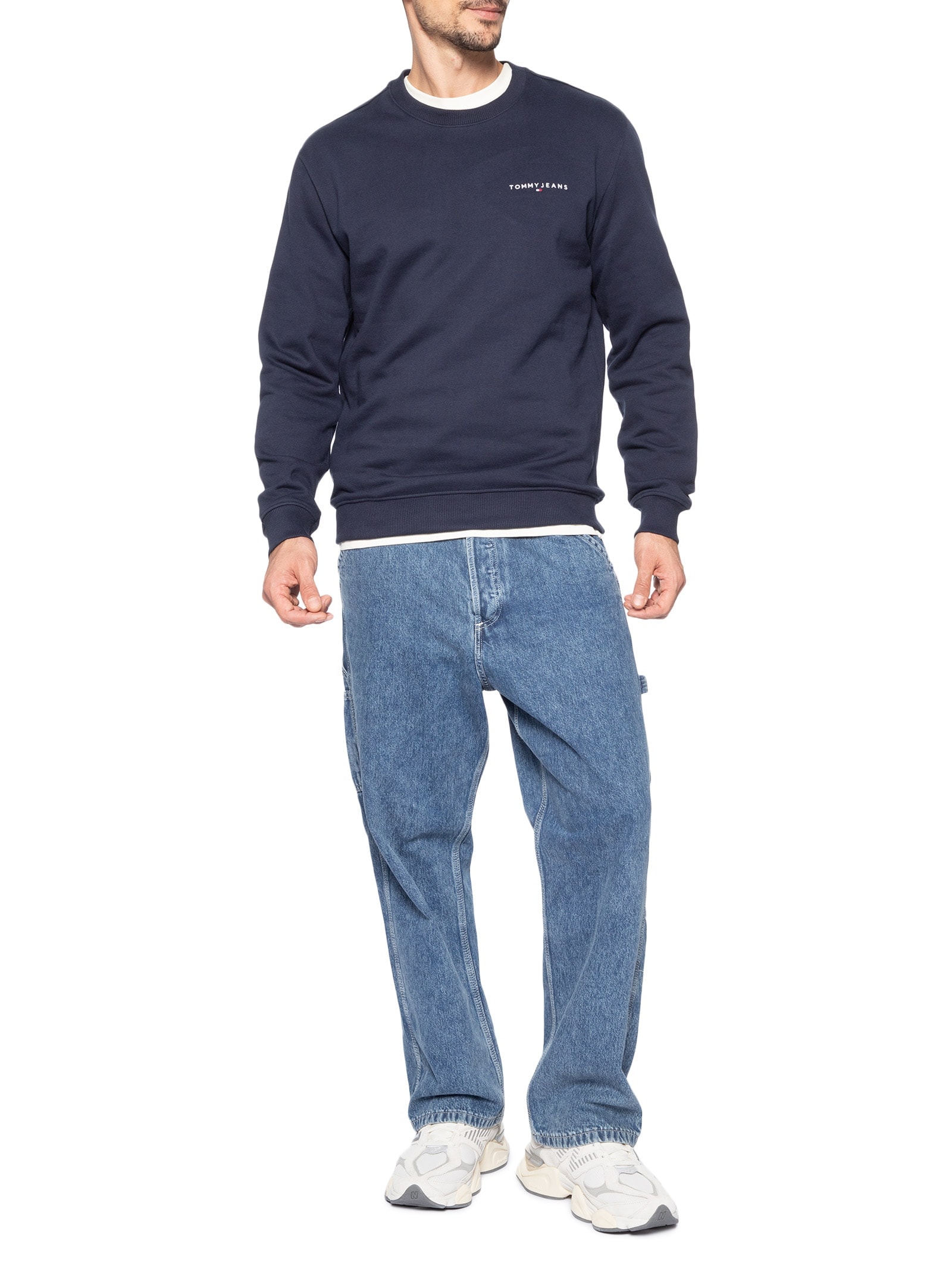 Moletom Masculino Básico Regular Fit Logo TJ Linear – Azul Tommy Jeans
