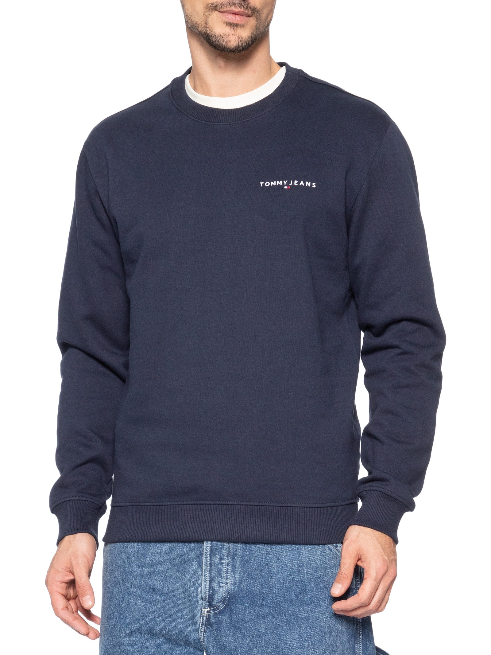 Moletom Masculino Básico Regular Fit Logo TJ Linear – Azul Tommy Jeans