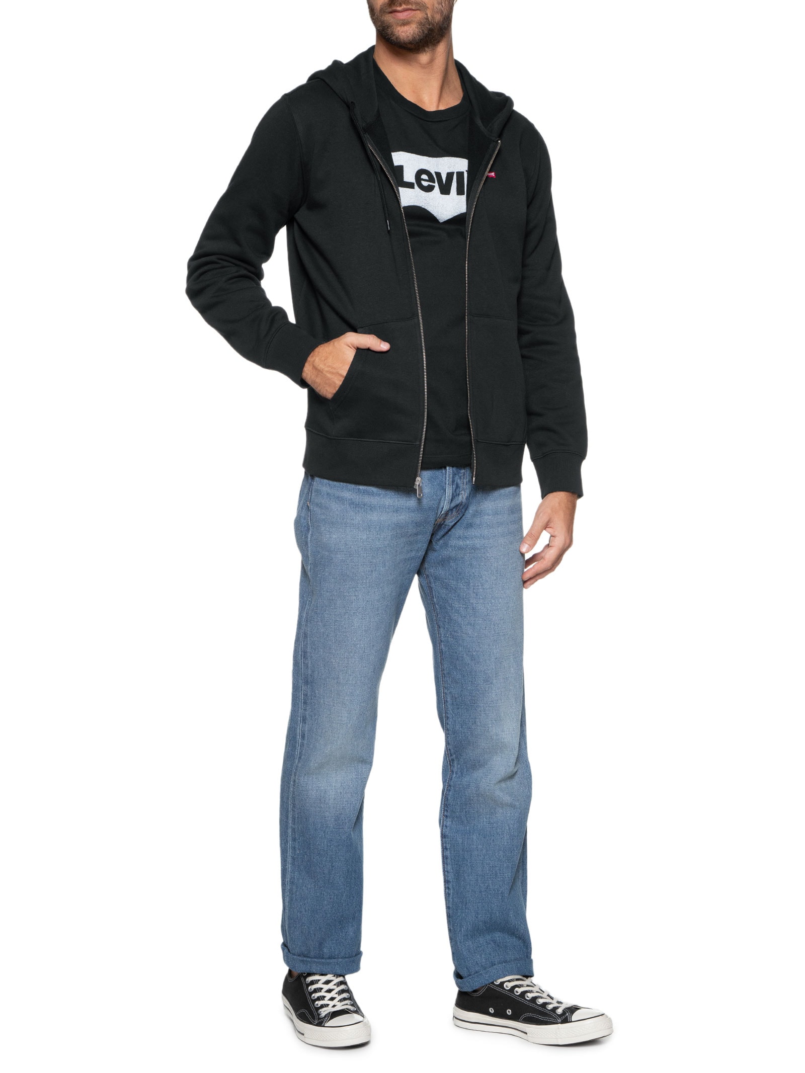Moletom Masculino Classic Fit Com Zíper Preto Levi's