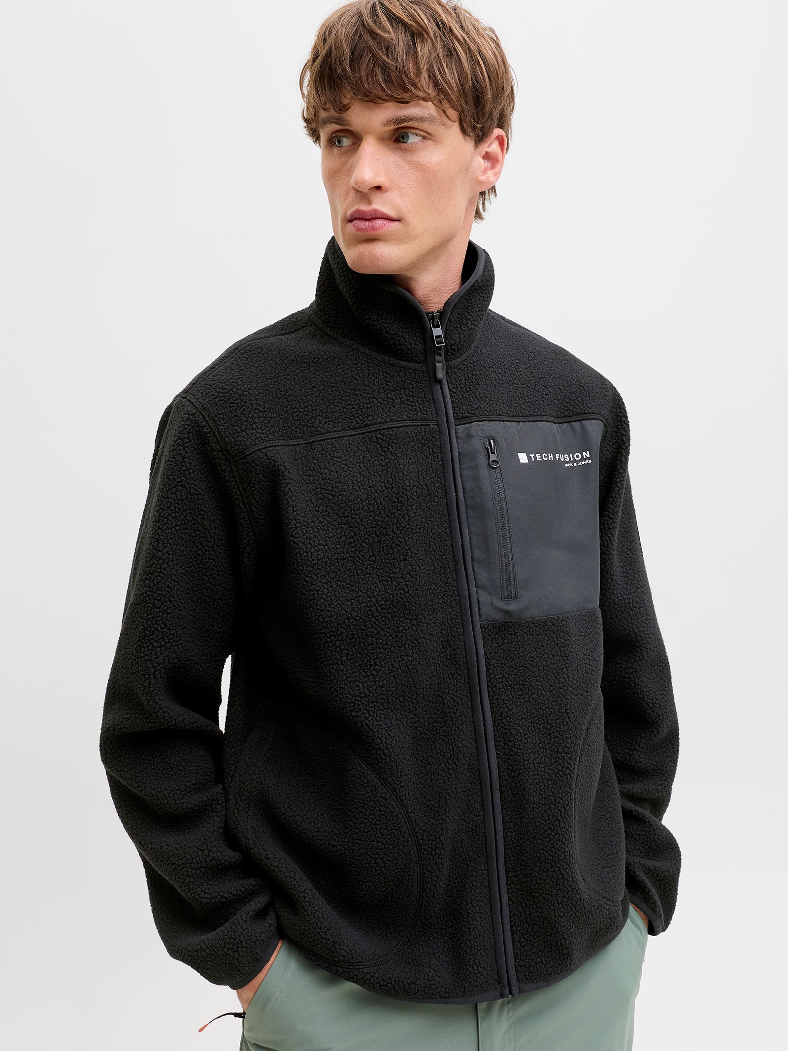 Moletom Masculino Com Zíper Preto Jack & Jones