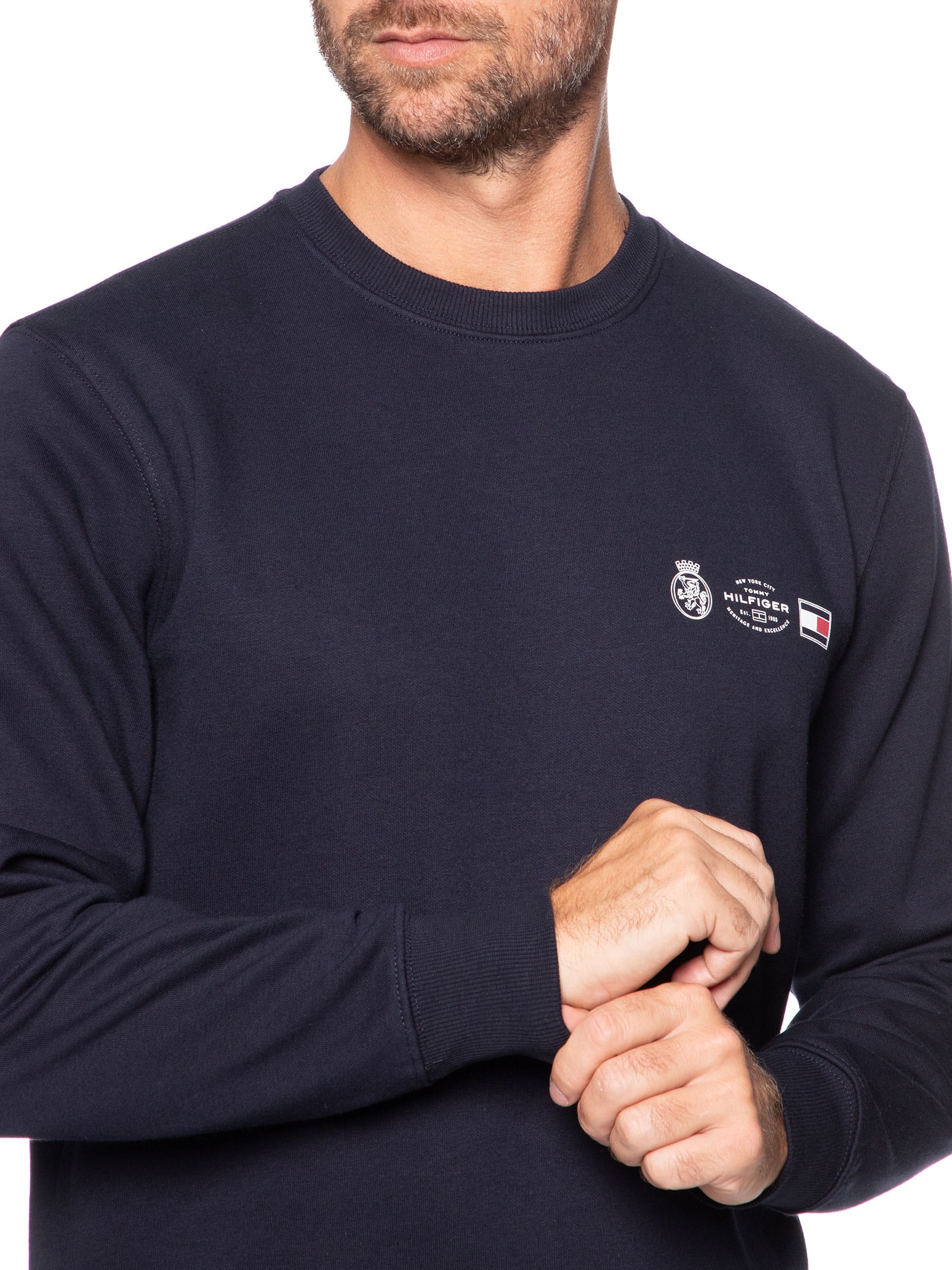 Moletom Masculino Crest Outline Azul Tommy Hilfiger