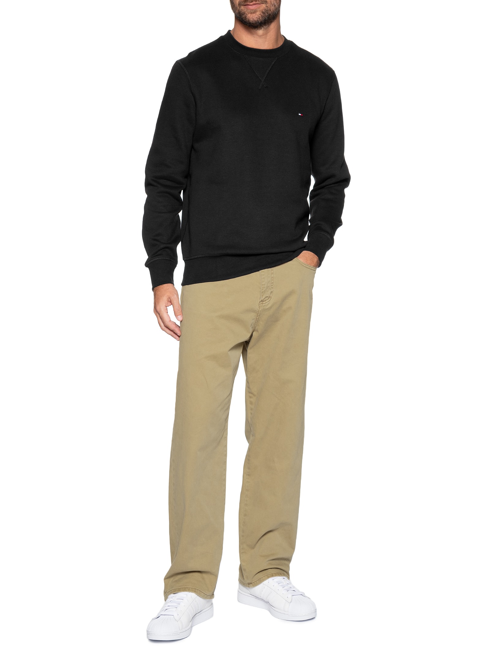 Moletom Masculino Essential Fleece Gola Preto Tommy Hilfiger