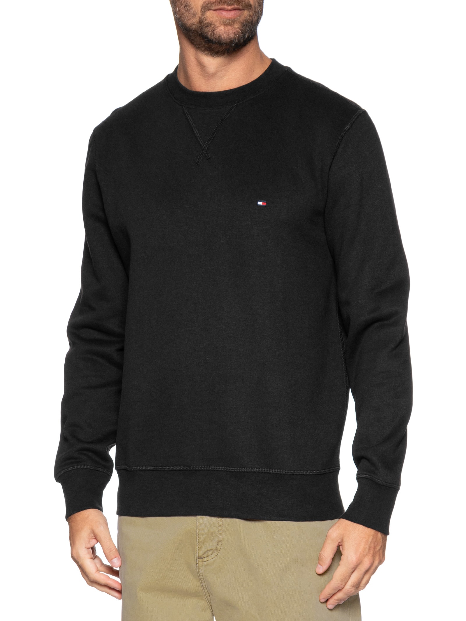 Moletom Masculino Essential Fleece Gola Preto Tommy Hilfiger
