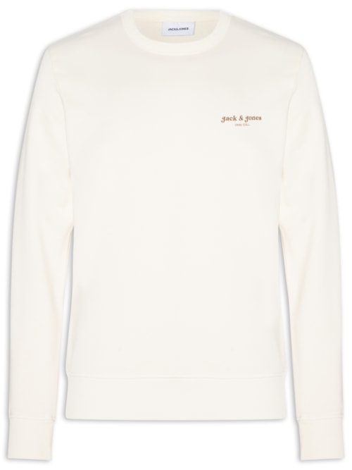 Moletom Masculino Gola Careca Estampa Logo – Branco