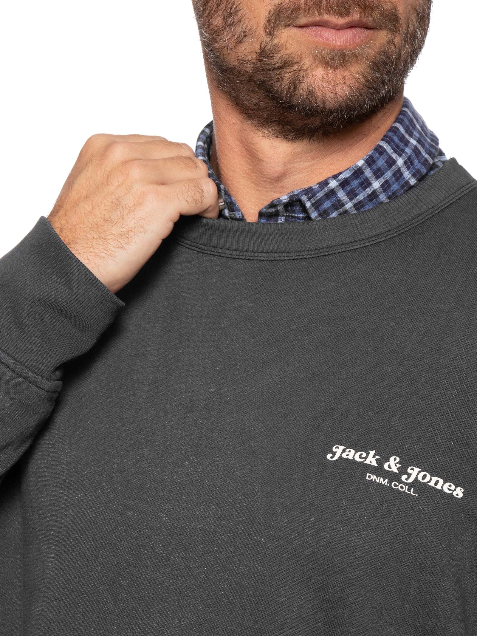 Moletom Masculino Gola Careca Estampa Logo Preto Jack & Jones
