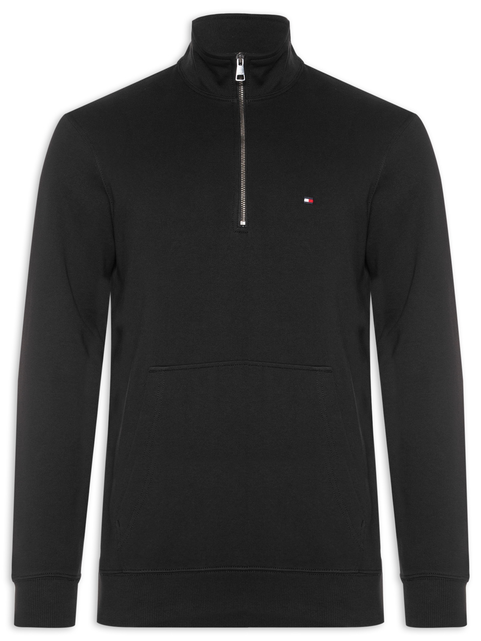 Moletom Masculino New Essential Gola Alta Meio Zíper Preto Tommy Hilfiger
