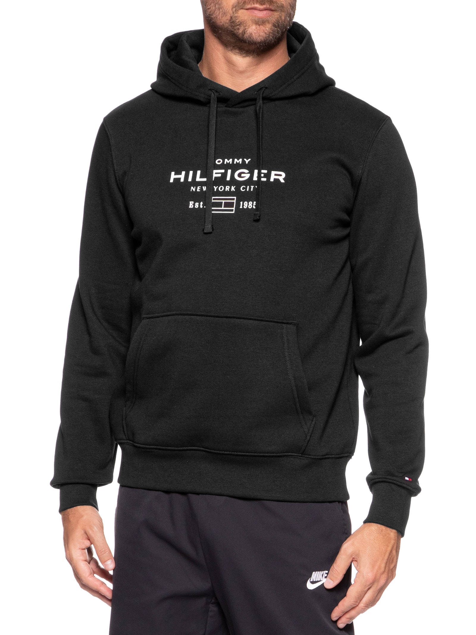 Moletom Masculino Oval Graphic Com Capuz Preto Tommy Hilfiger