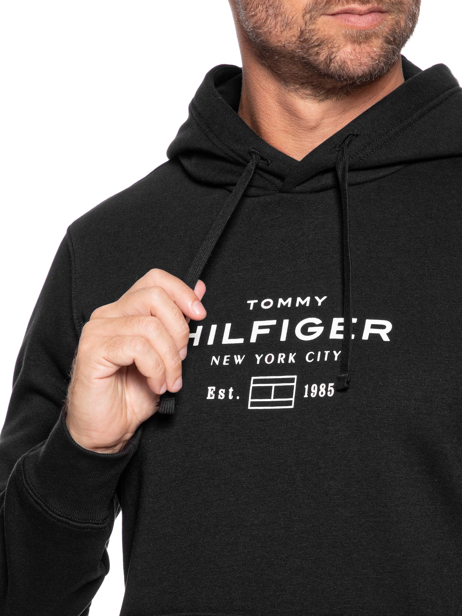 Moletom Masculino Oval Graphic Com Capuz Preto Tommy Hilfiger