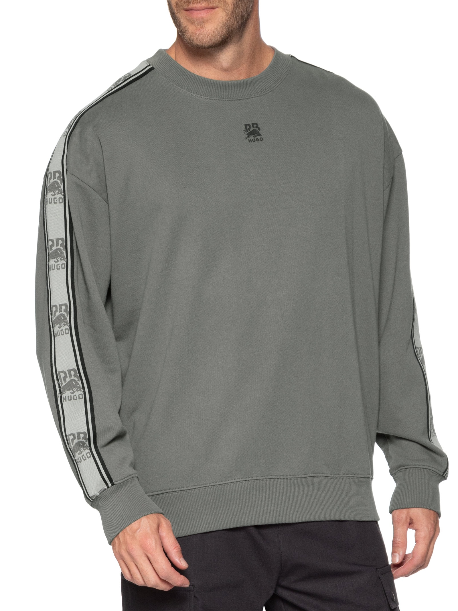 Moletom Masculino Oversized Crew Neck Dustrip_Rb Cinza Hugo