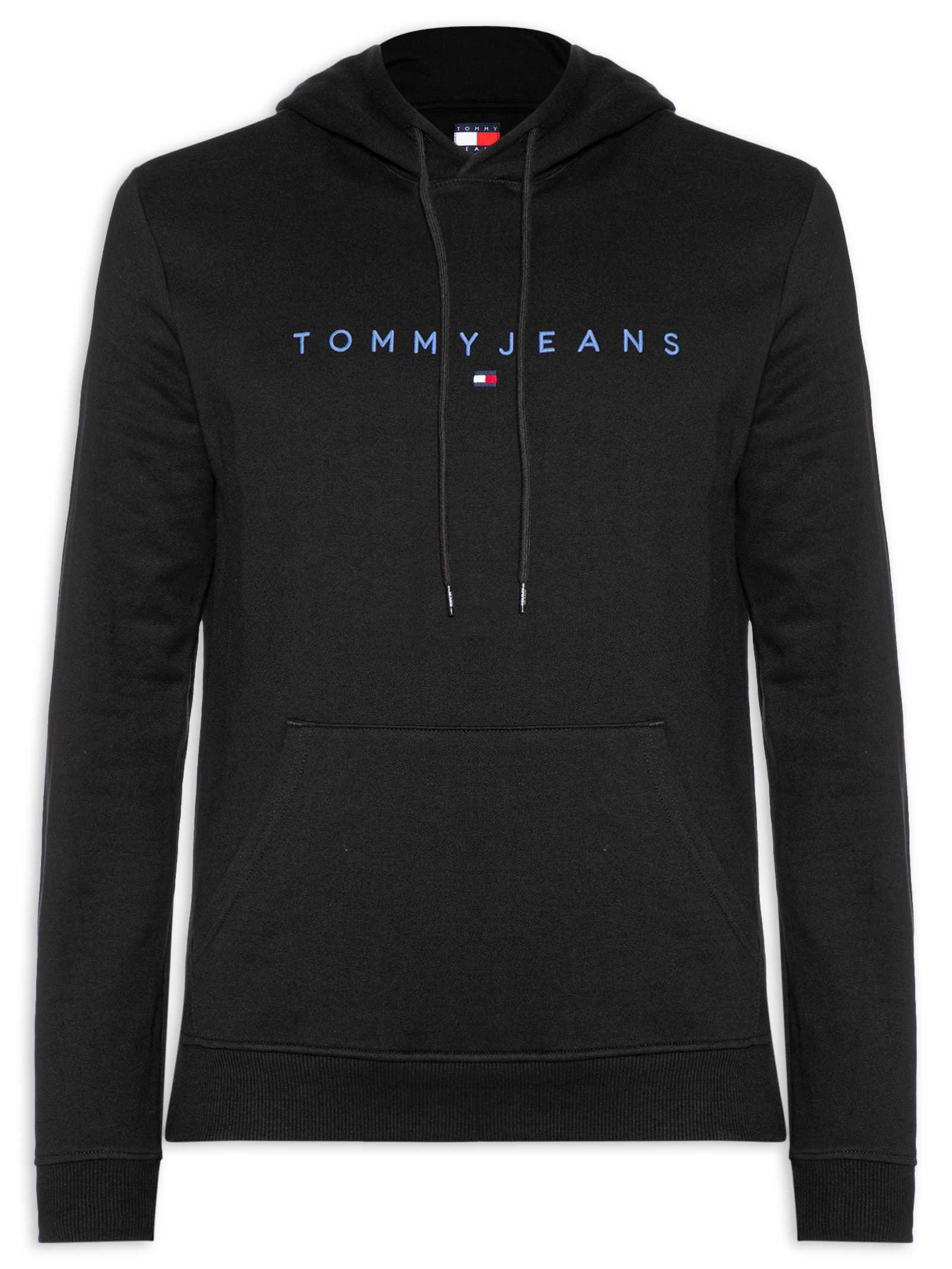 Moletom Masculino Regular Fit Bordado Com Capuz Preto Tommy Jeans