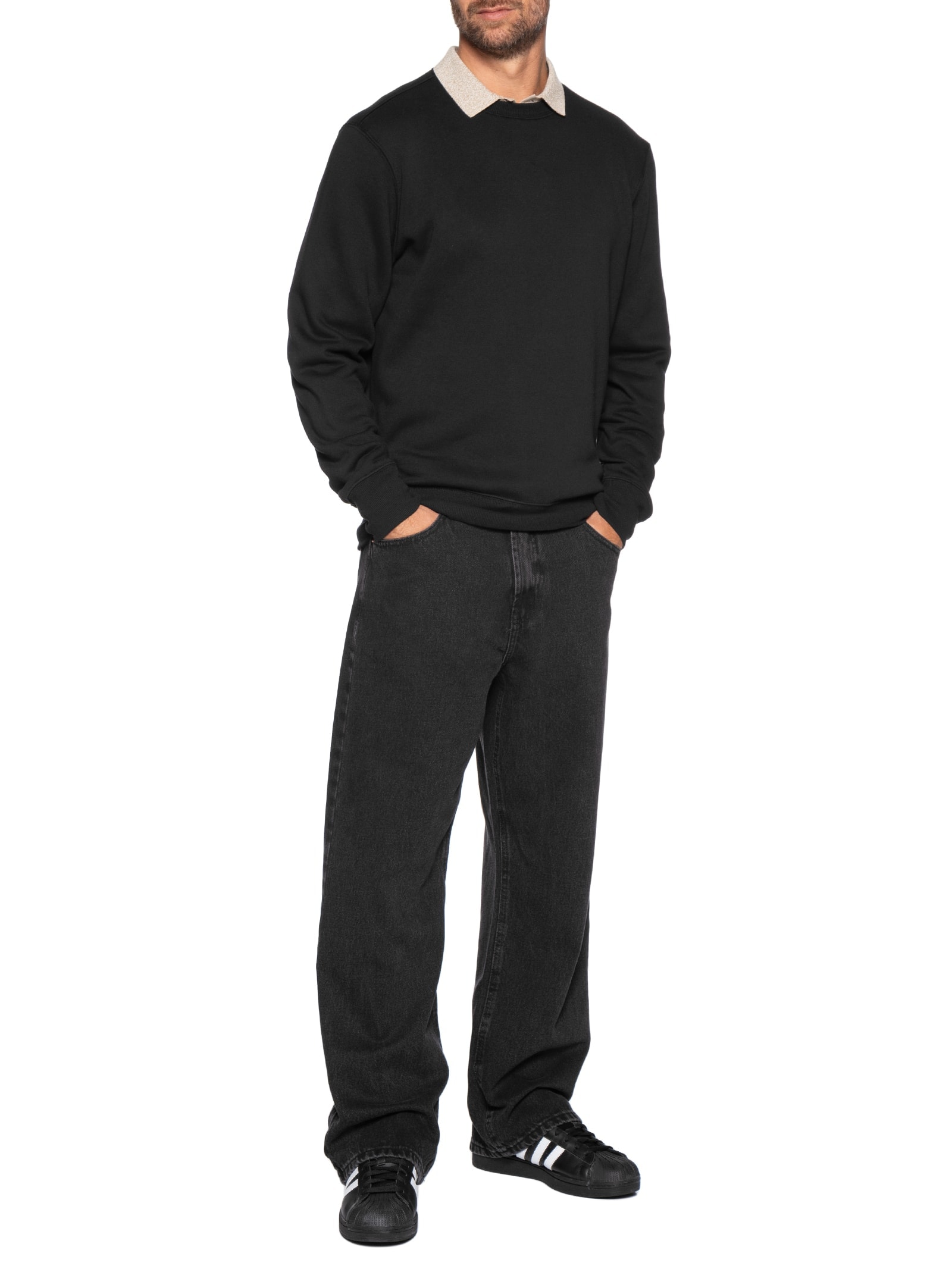Moletom Masculino Regular Fit Gola Careca Preto Hering