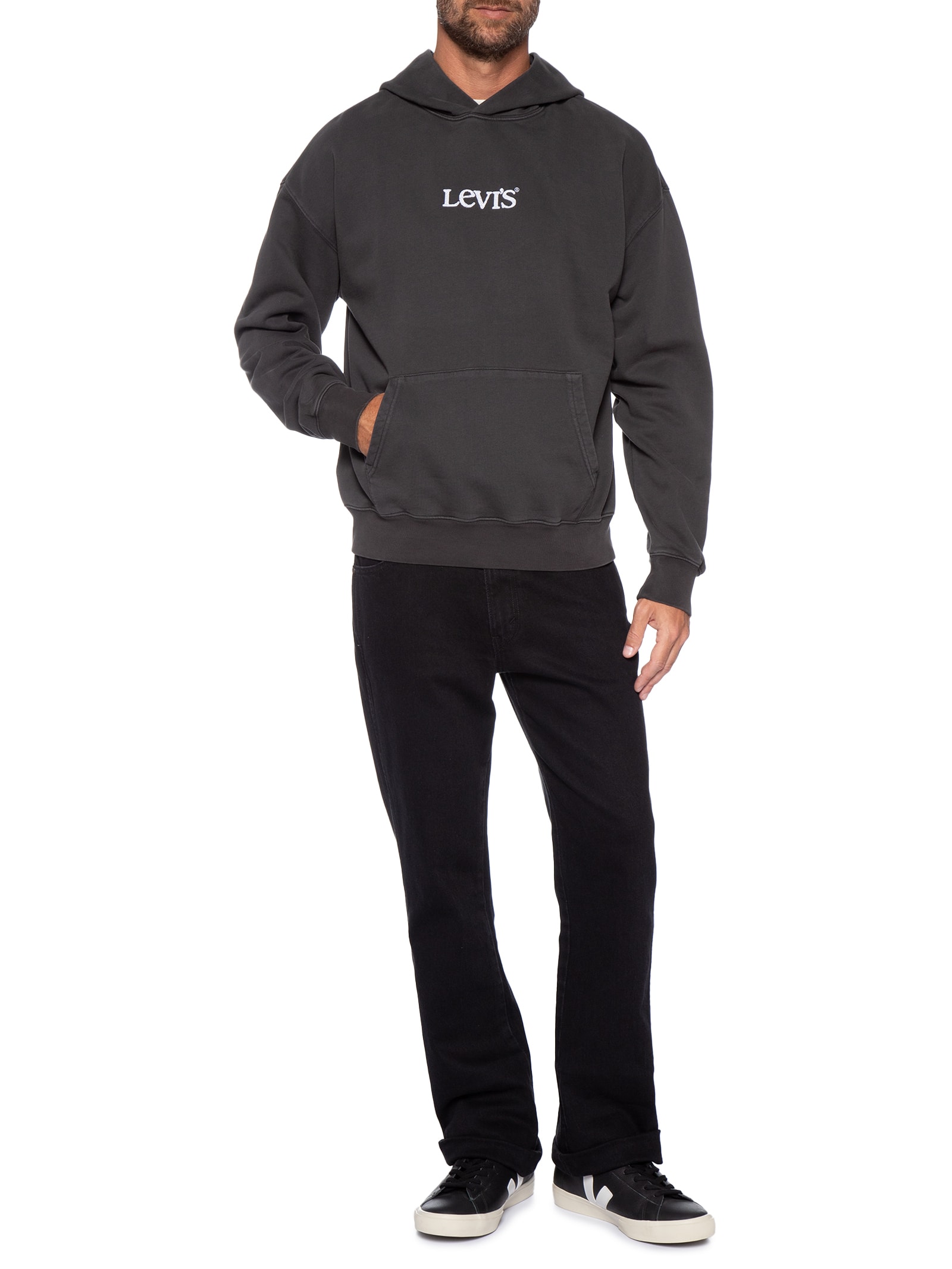 Moletom Masculino Relaxed Fit Com Capuz Sunset Graphic Preto Levi's