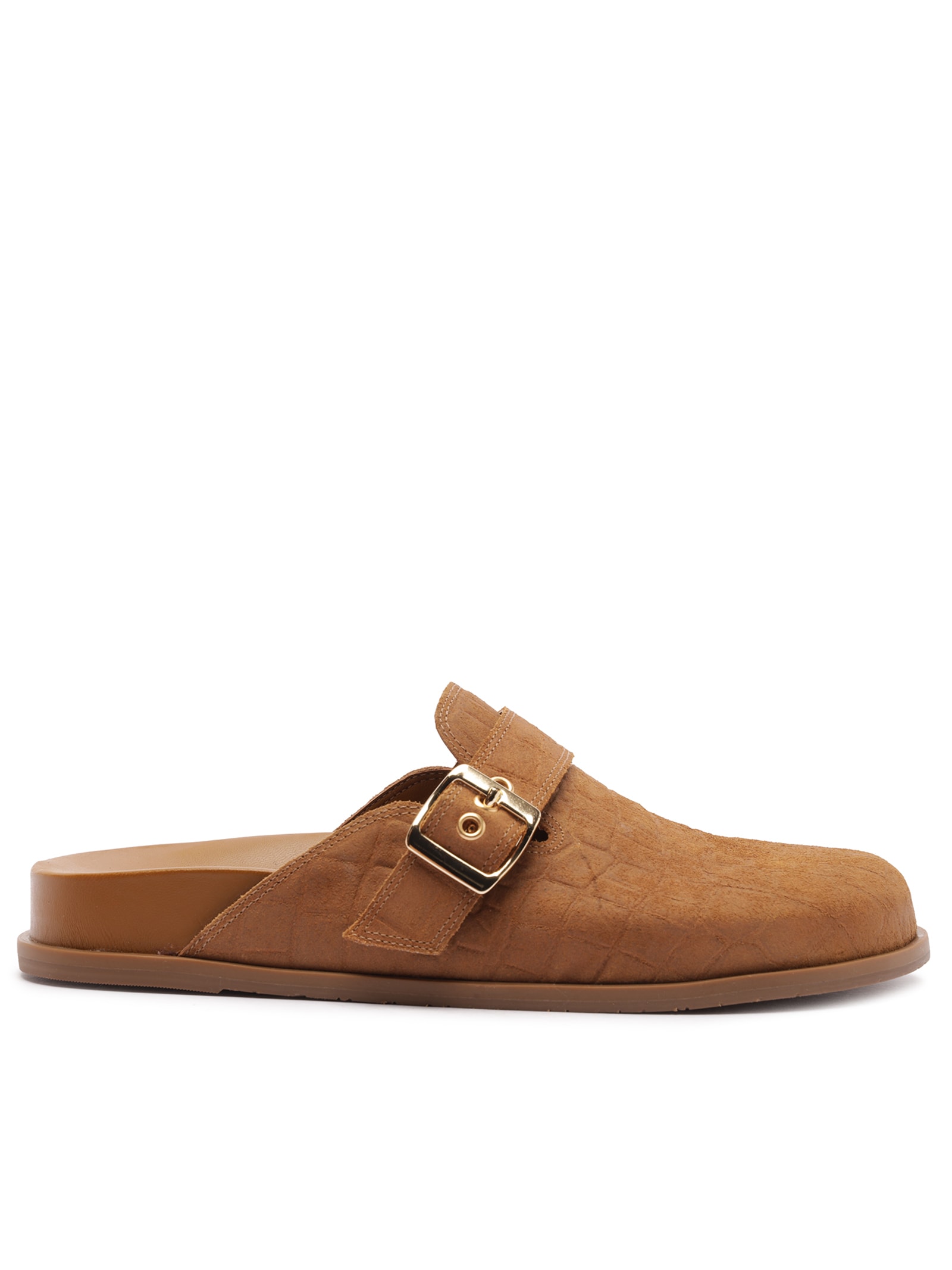 Mule Clog Acamurçada Croco Fivela Marrom Arezzo