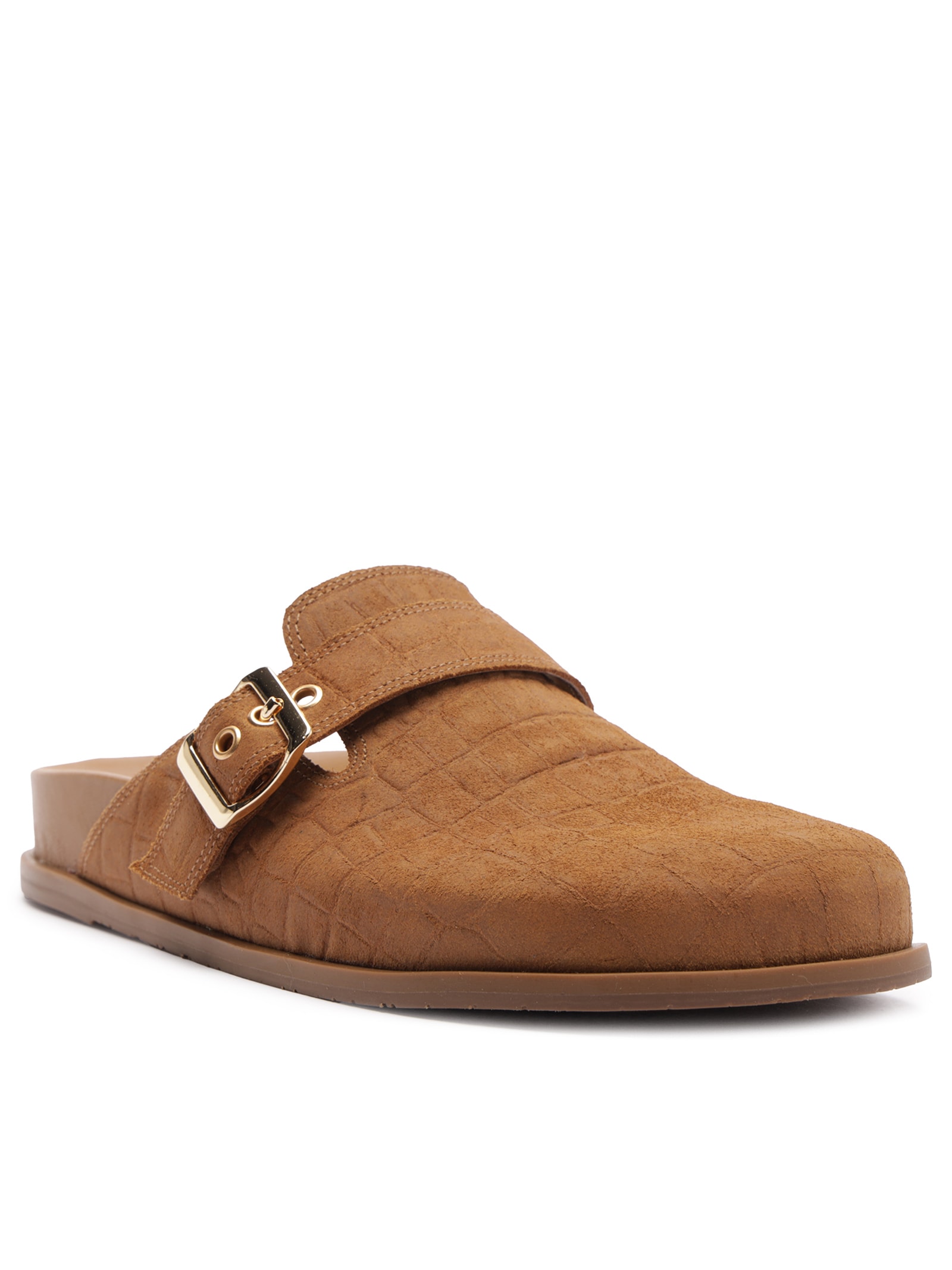 Mule Clog Acamurçada Croco Fivela – Marrom Arezzo