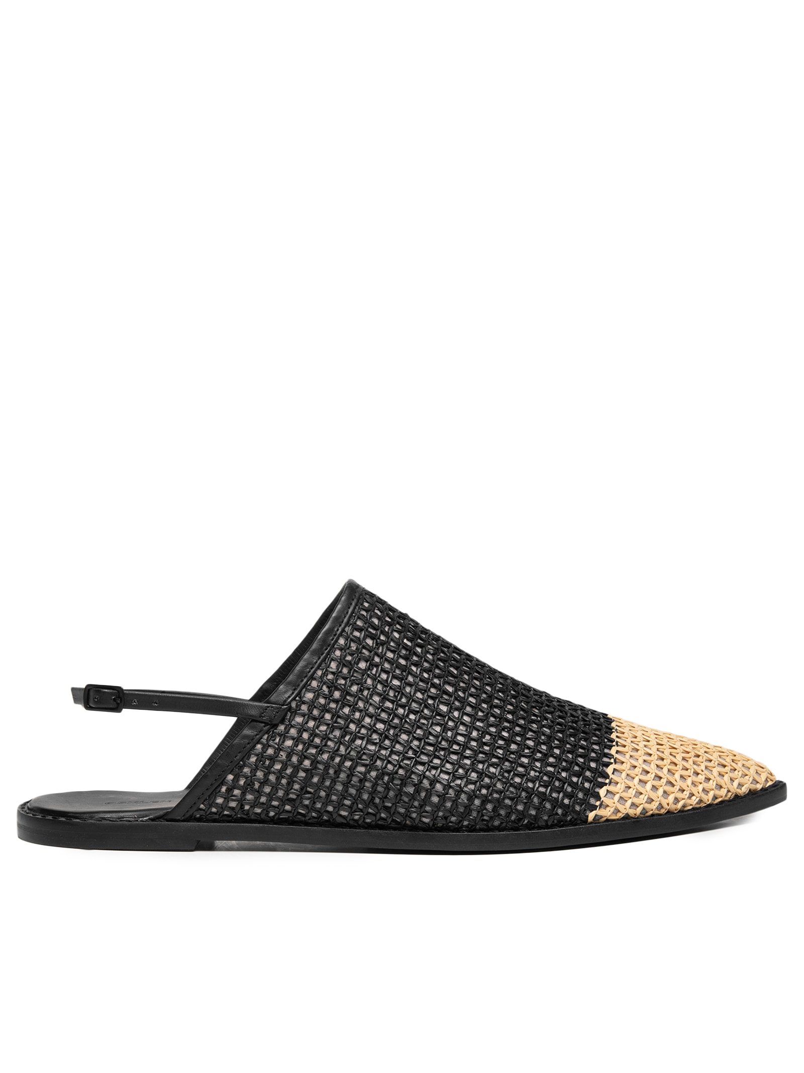 Mule Feminina Baboouche Rafia Bicolor Preto Osklen