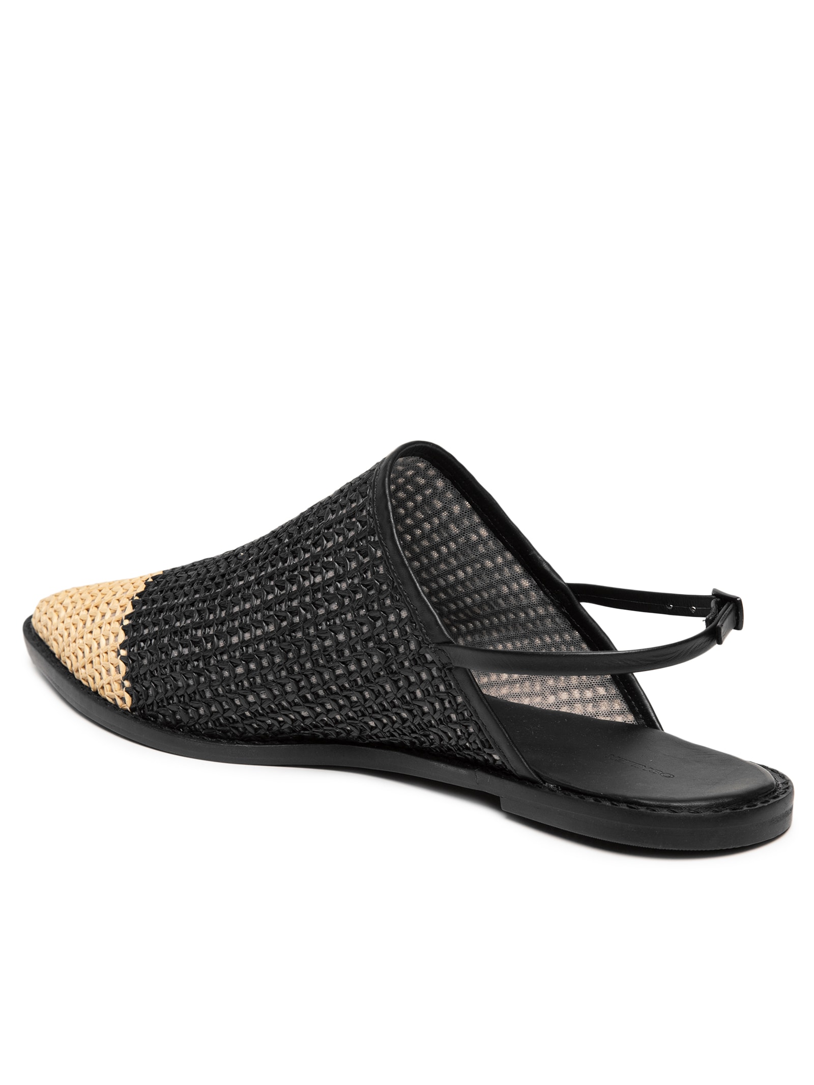 Mule Feminina Baboouche Rafia Bicolor Preto Osklen