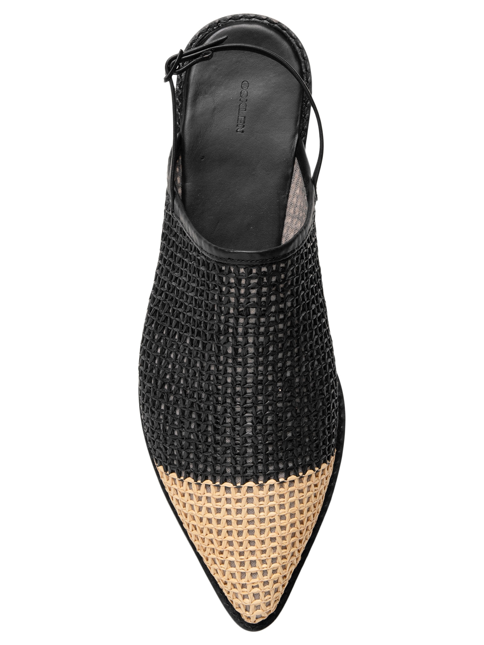 Mule Feminina Baboouche Rafia Bicolor Preto Osklen