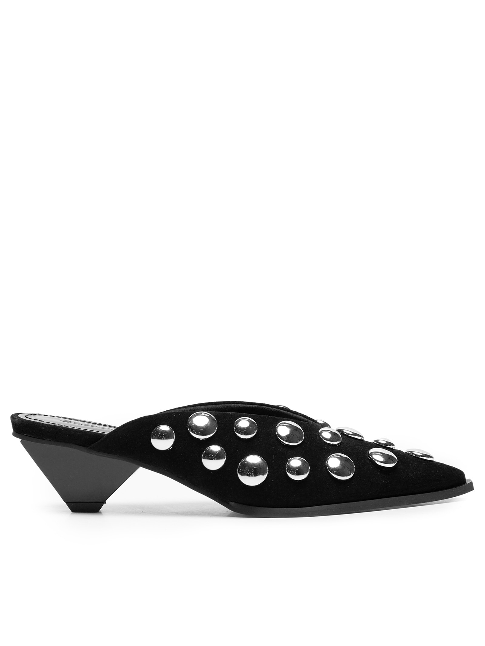 Mule Feminino Bico Fino Com Taxas Em Couro Preto '2Essential