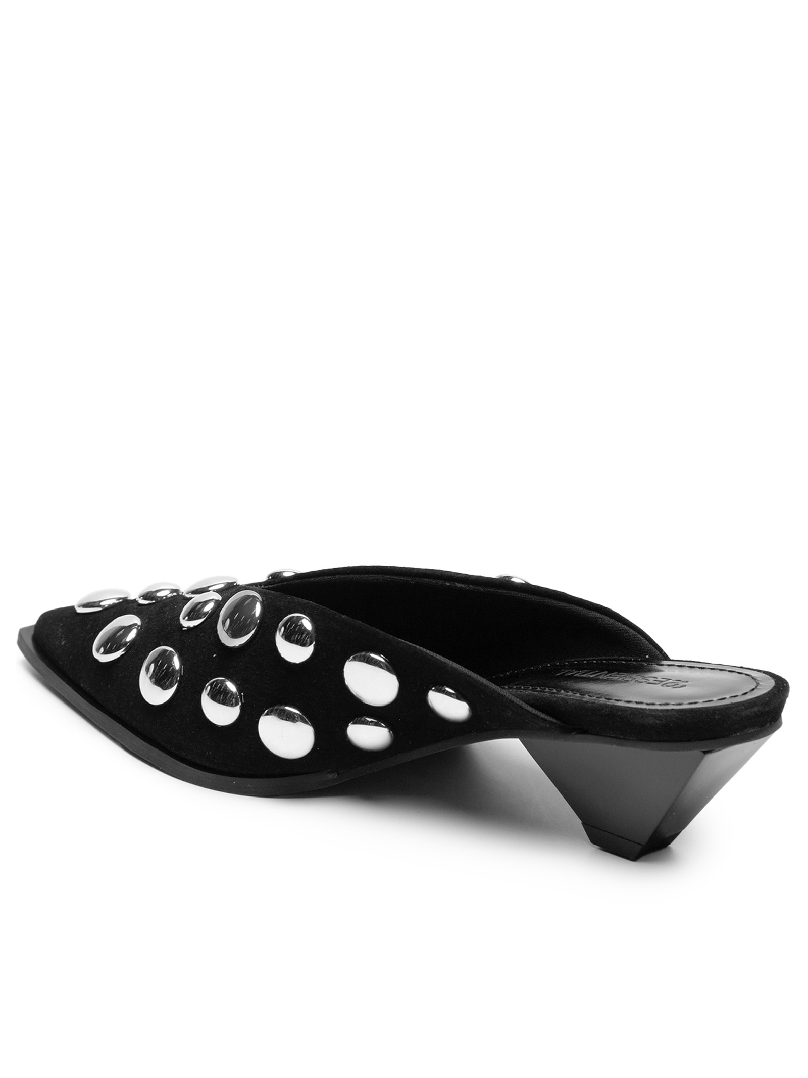 Mule Feminino Bico Fino Com Taxas Em Couro Preto '2Essential