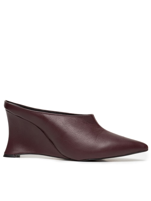 Mule Feminino Bico Fino em Couro - Vermelho