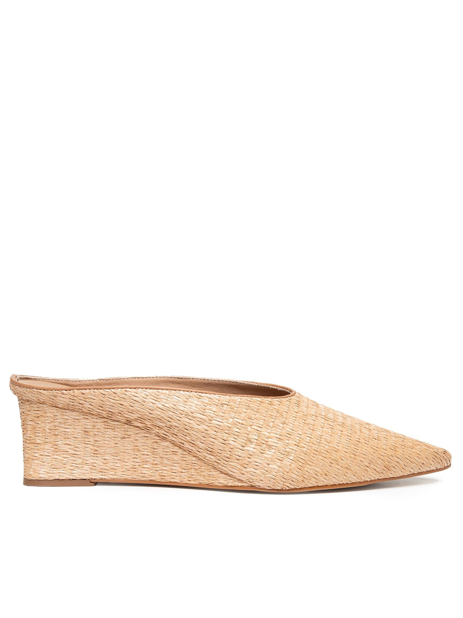 Mule Feminino Bico Fino Em Palha Bege '2Essential