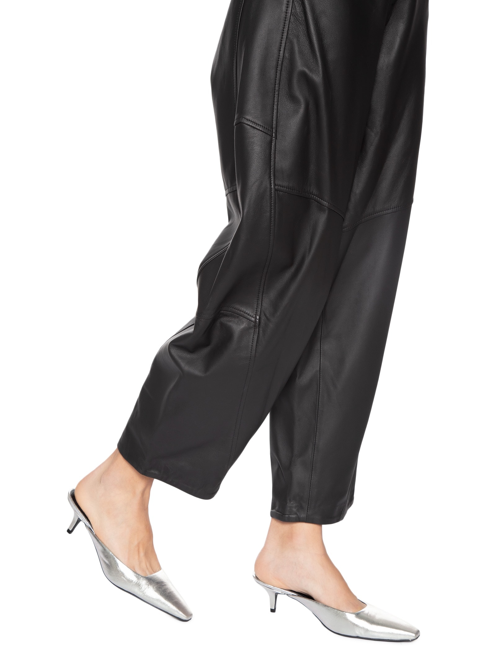 Mule Feminino Bico Quadrado Em Couro Prateado '2Essential
