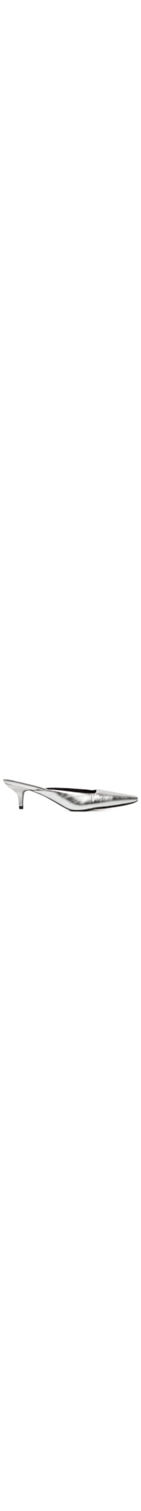 Mule Feminino Bico Quadrado Em Couro – Prateado