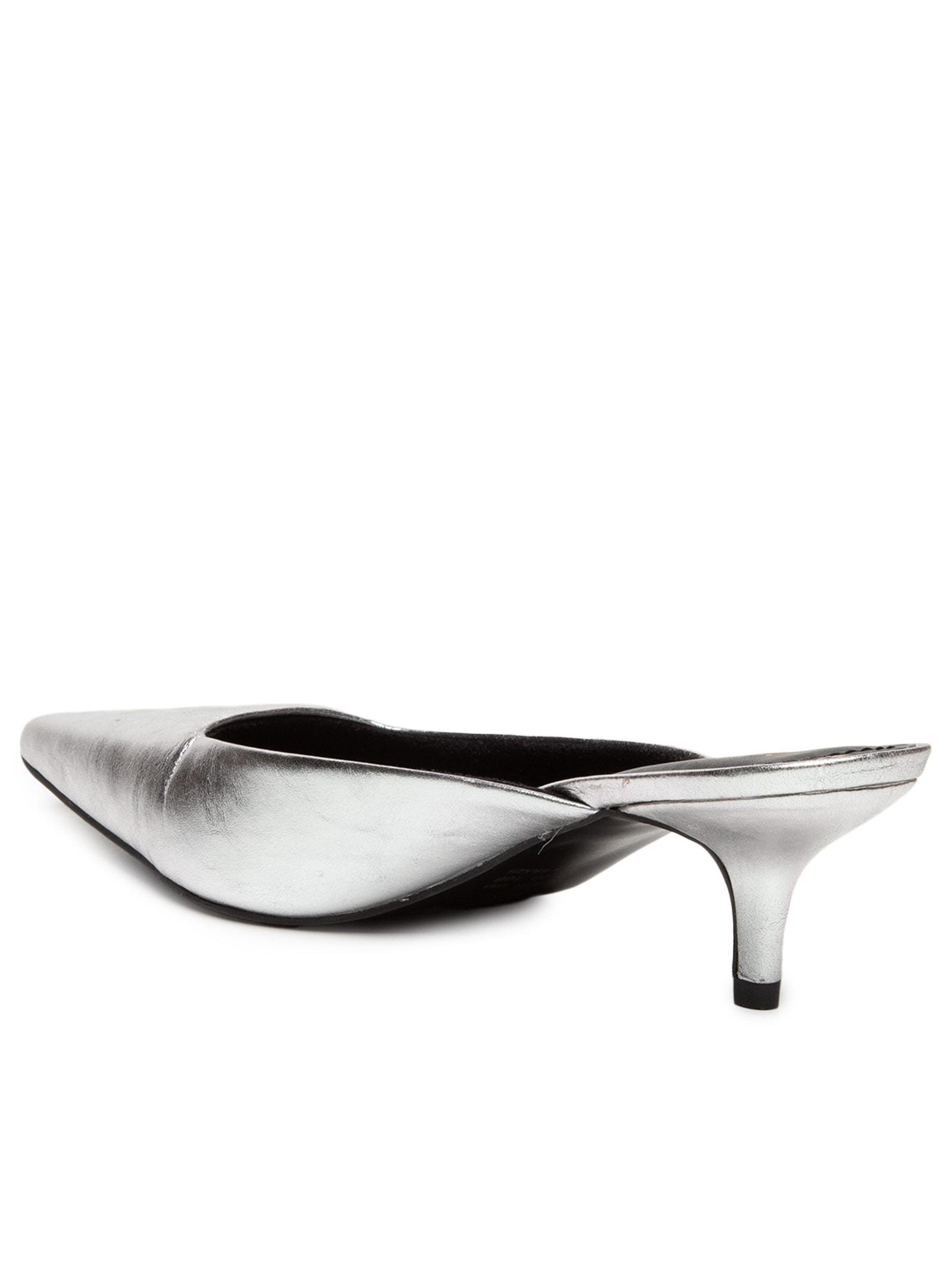 Mule Feminino Bico Quadrado Em Couro – Prateado '2Essential