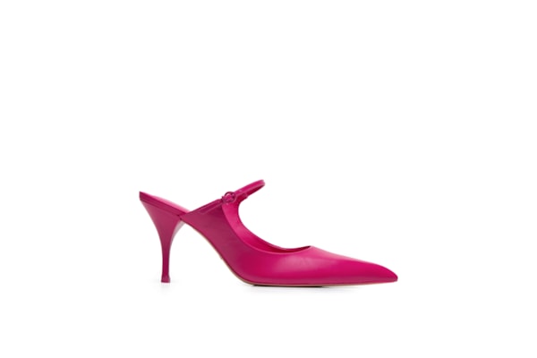 Mule Feminino Cetim Salto Fino Tira - Rosa