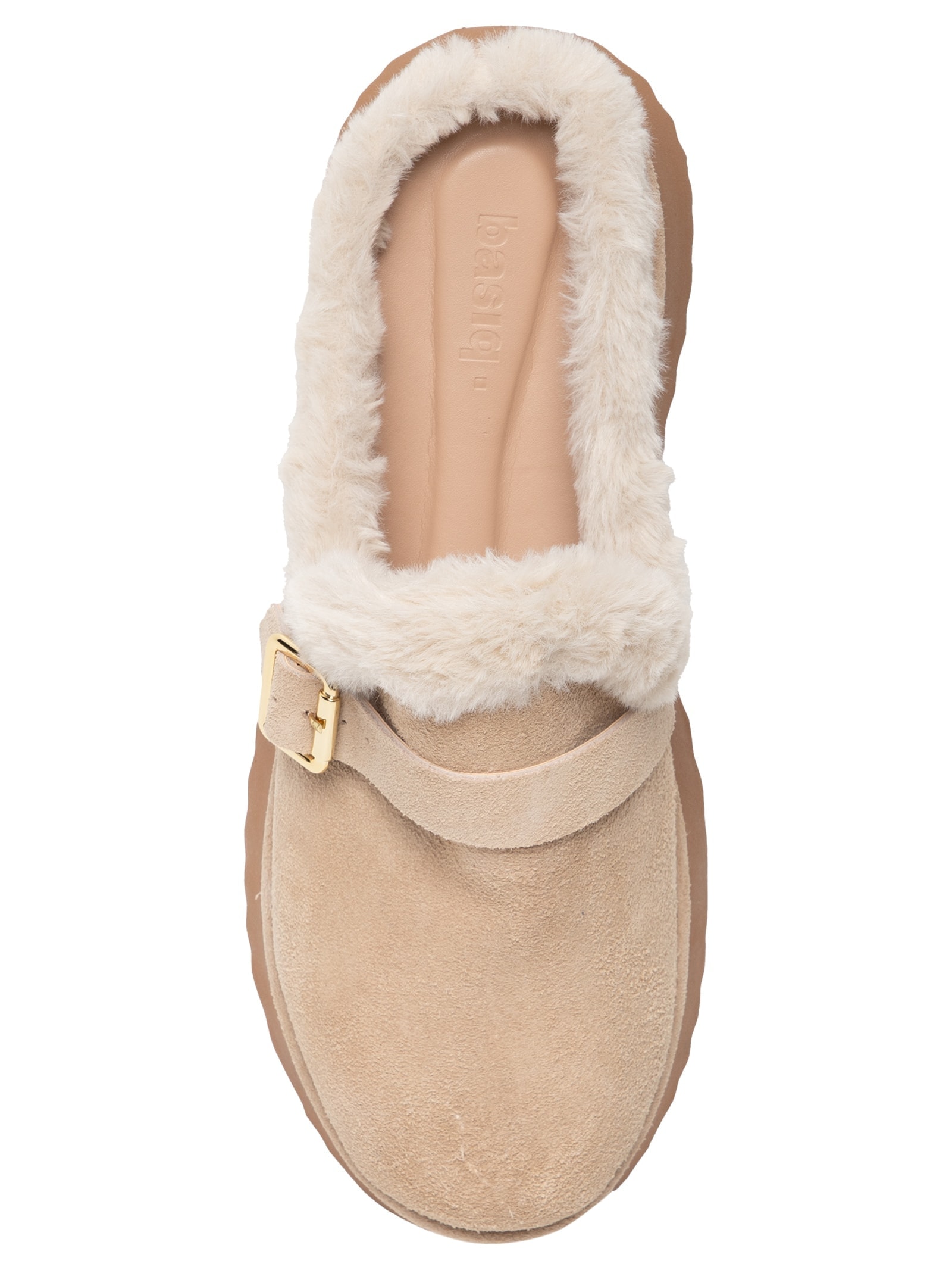 Mule Feminino Clog Com Forro Peluciado Bege Basiq