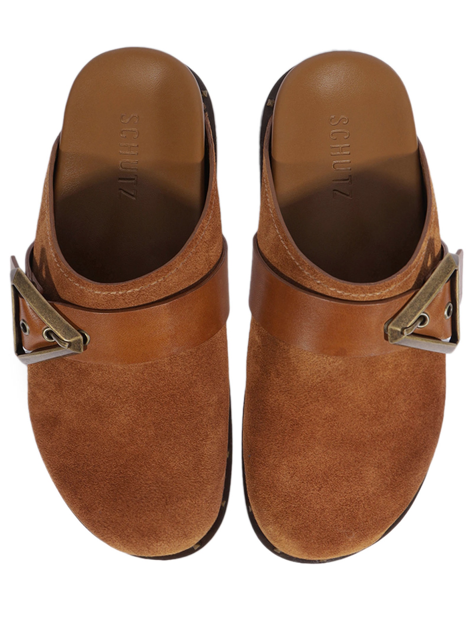 Mule Feminino Clog Couro Marrom Schutz